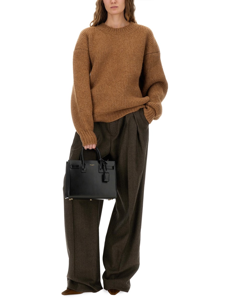 PANTALONE A GAMBA AMPIA IN LANA