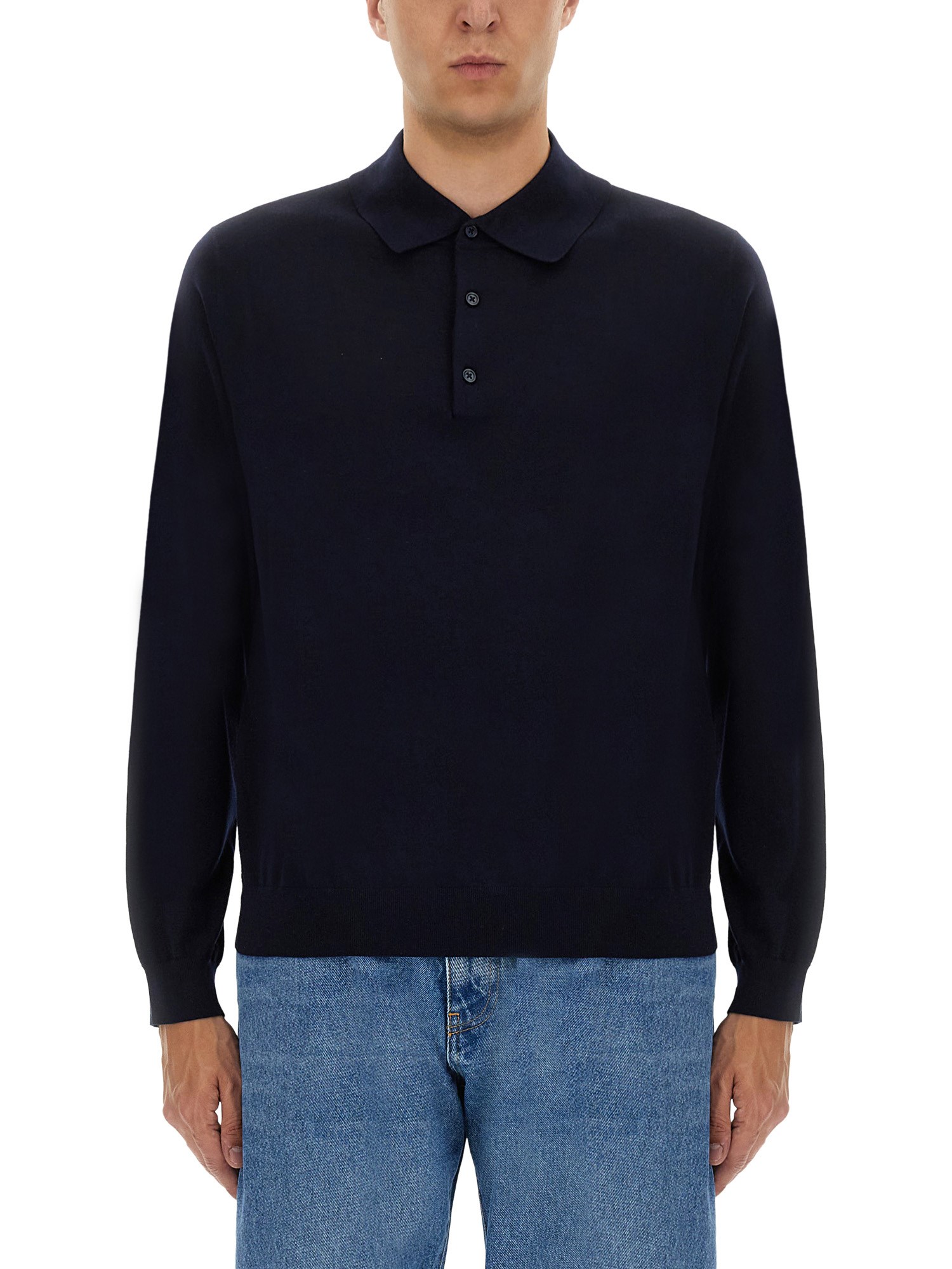 Sunflower Black Polo Shirt With Classic Collar And Ribbed Trims In Black