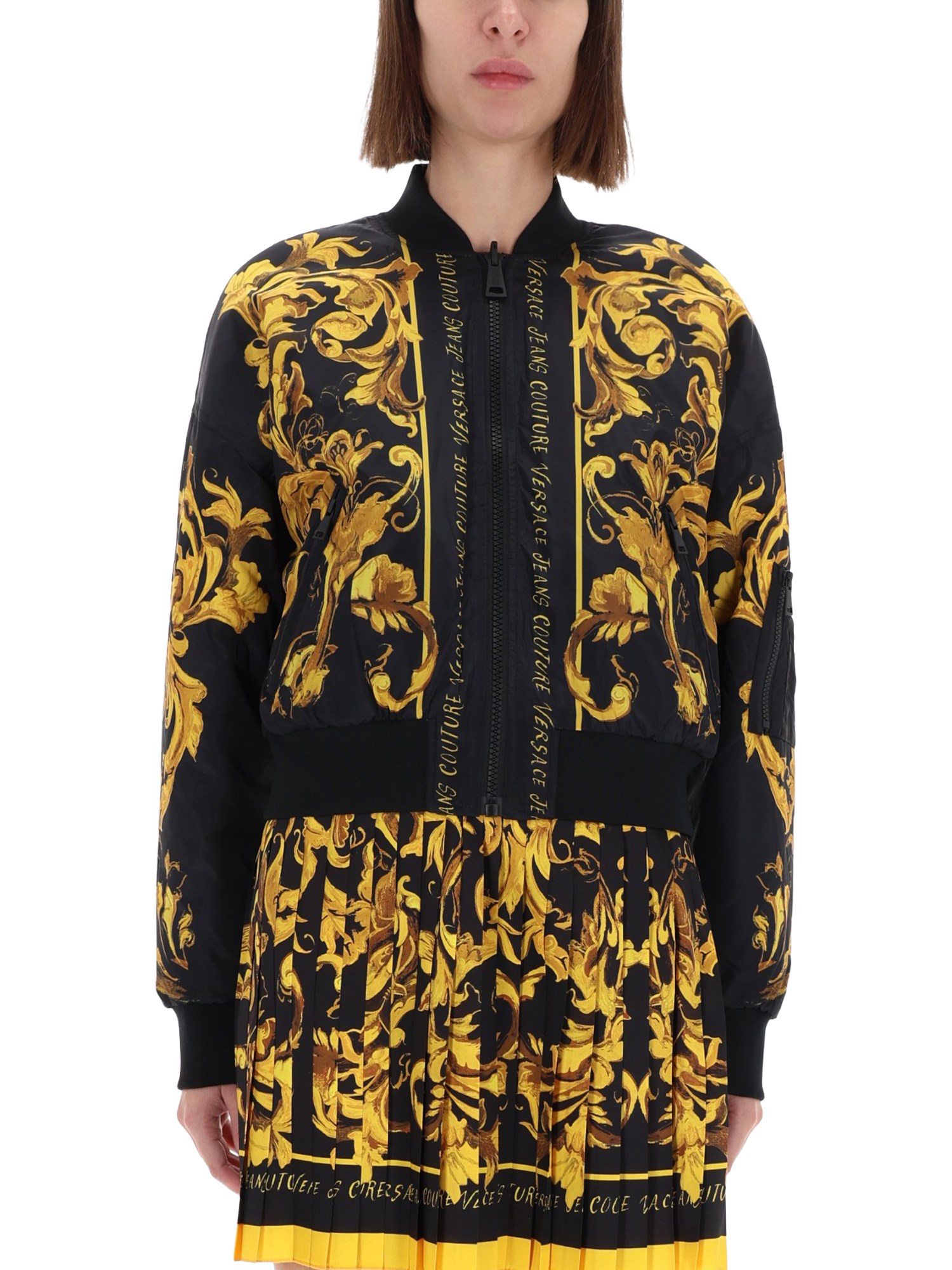 Versace Jeans Couture "porcelain Baroque" Jacket In Black