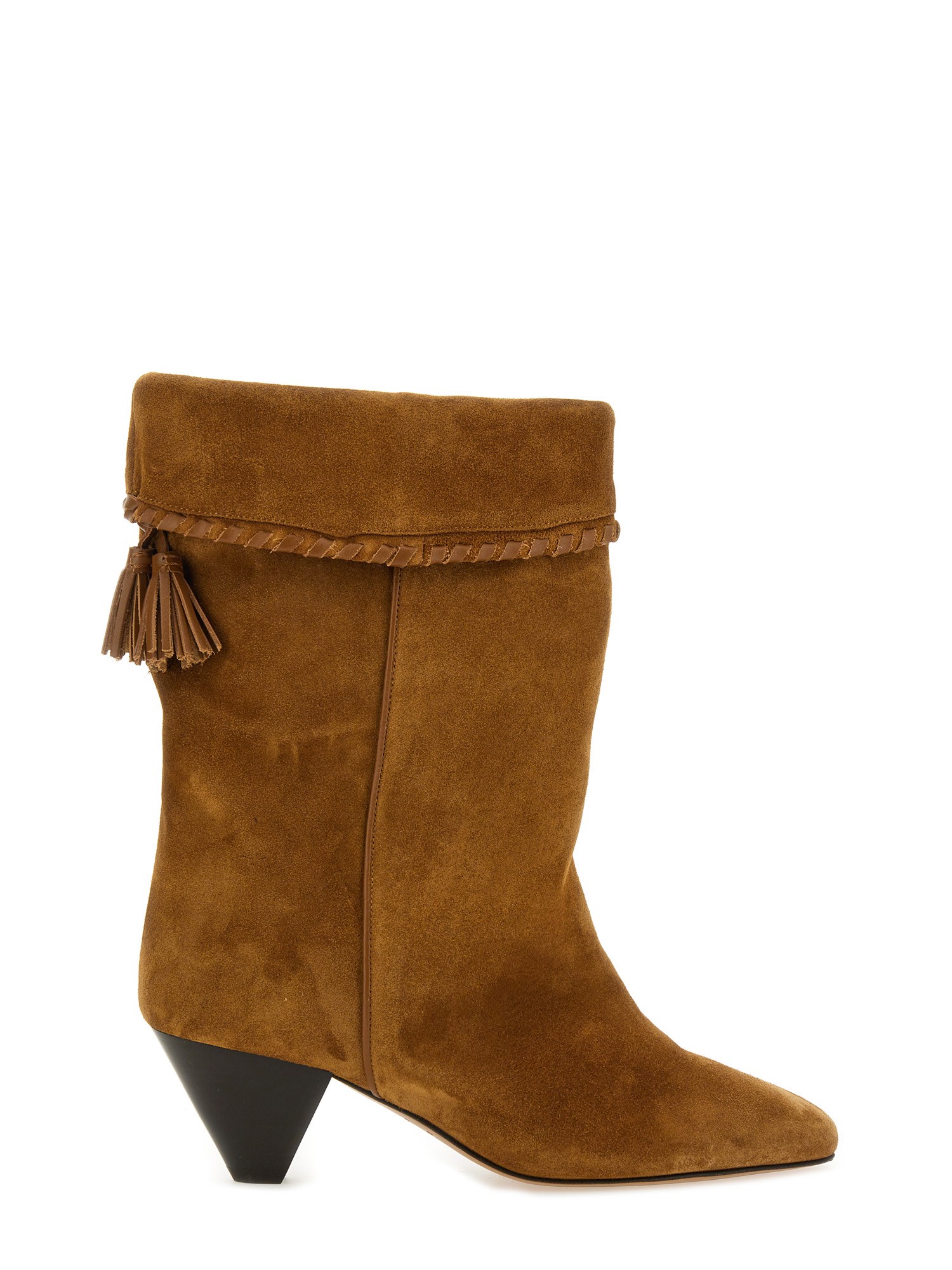 Isabel Marant Dalby Tasseled Leather-trimmed Suede Ankle Boots In Brown