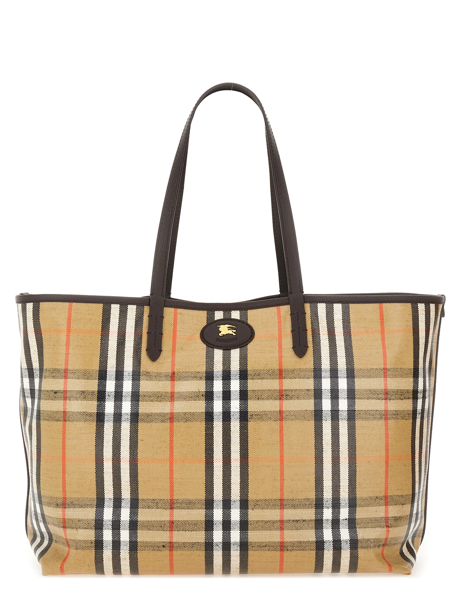 Burberry Womens Highlands Medium Cotton-blend Tote Bag Sand In Multi
