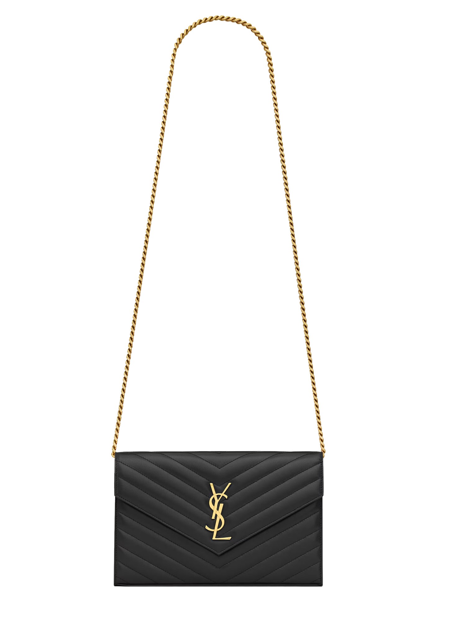 Saint Laurent "cassandre" Clutch Bag With Chain In Black