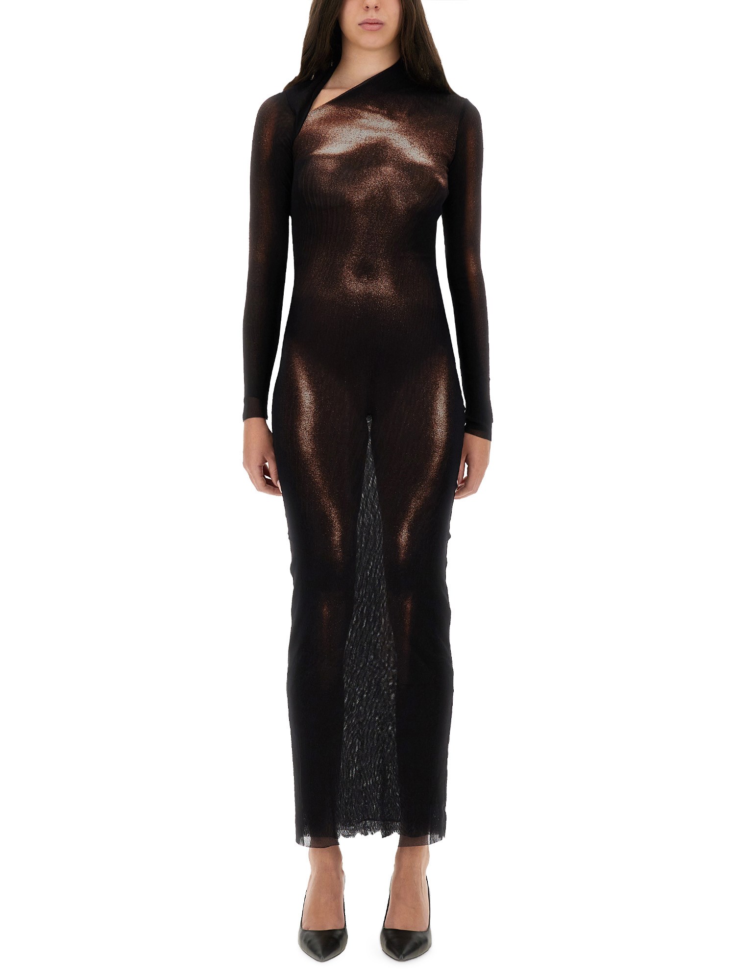 Jean Paul Gaultier Body Dust Dress In Brown