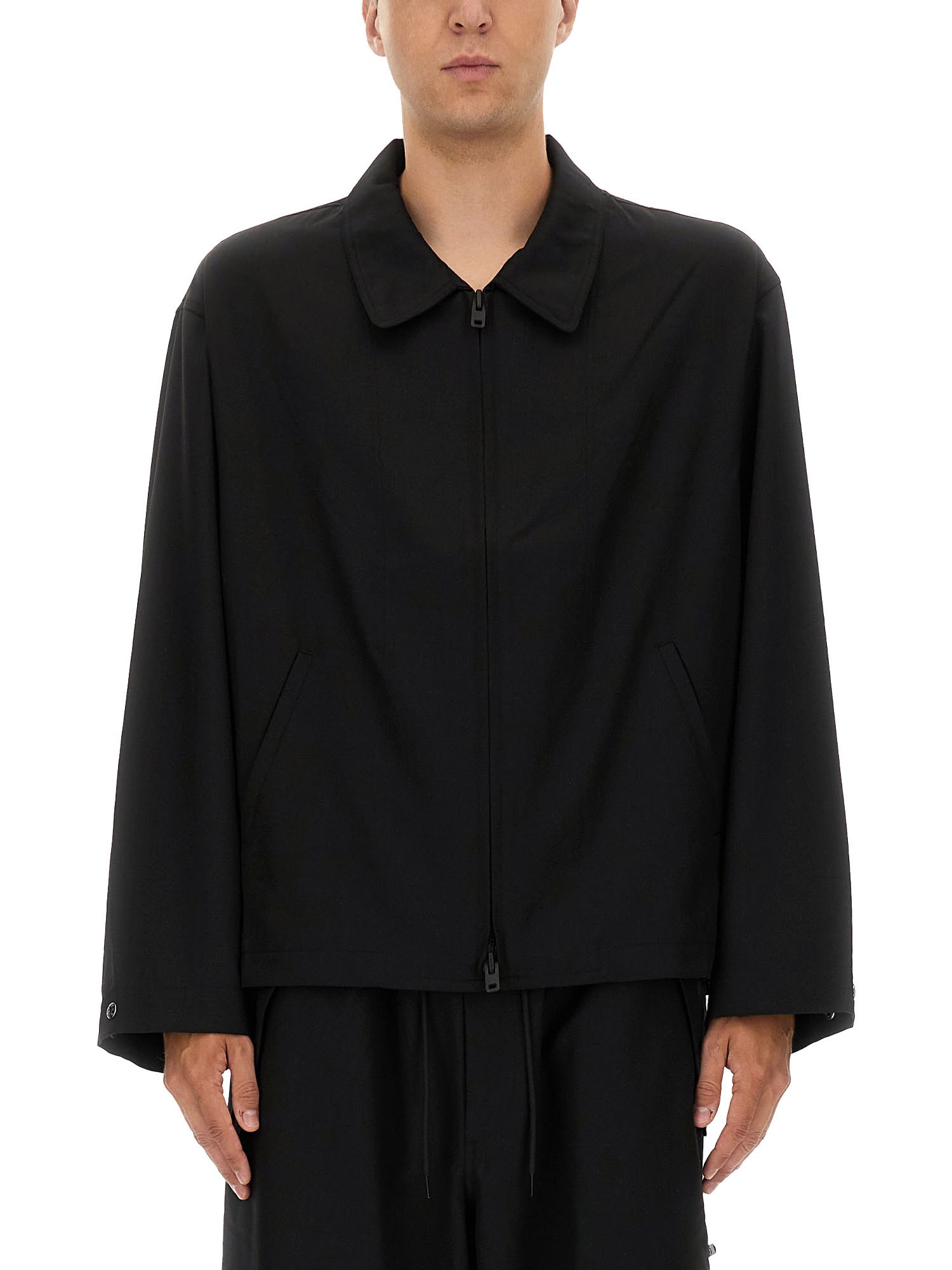 Y-3 Boxy Black Wool Jacket With Minimalist Design In Black