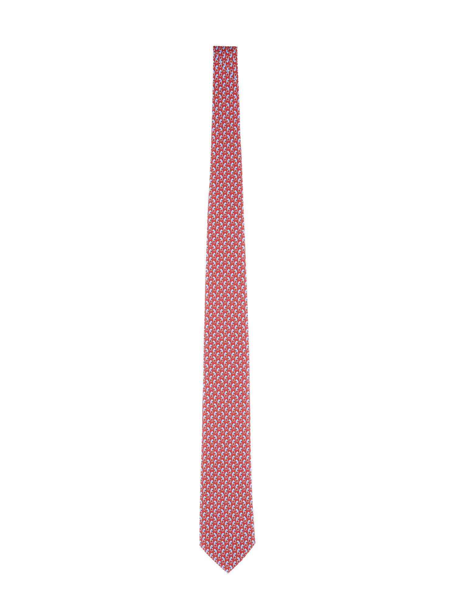 Ferragamo Feline Print Tie In Red