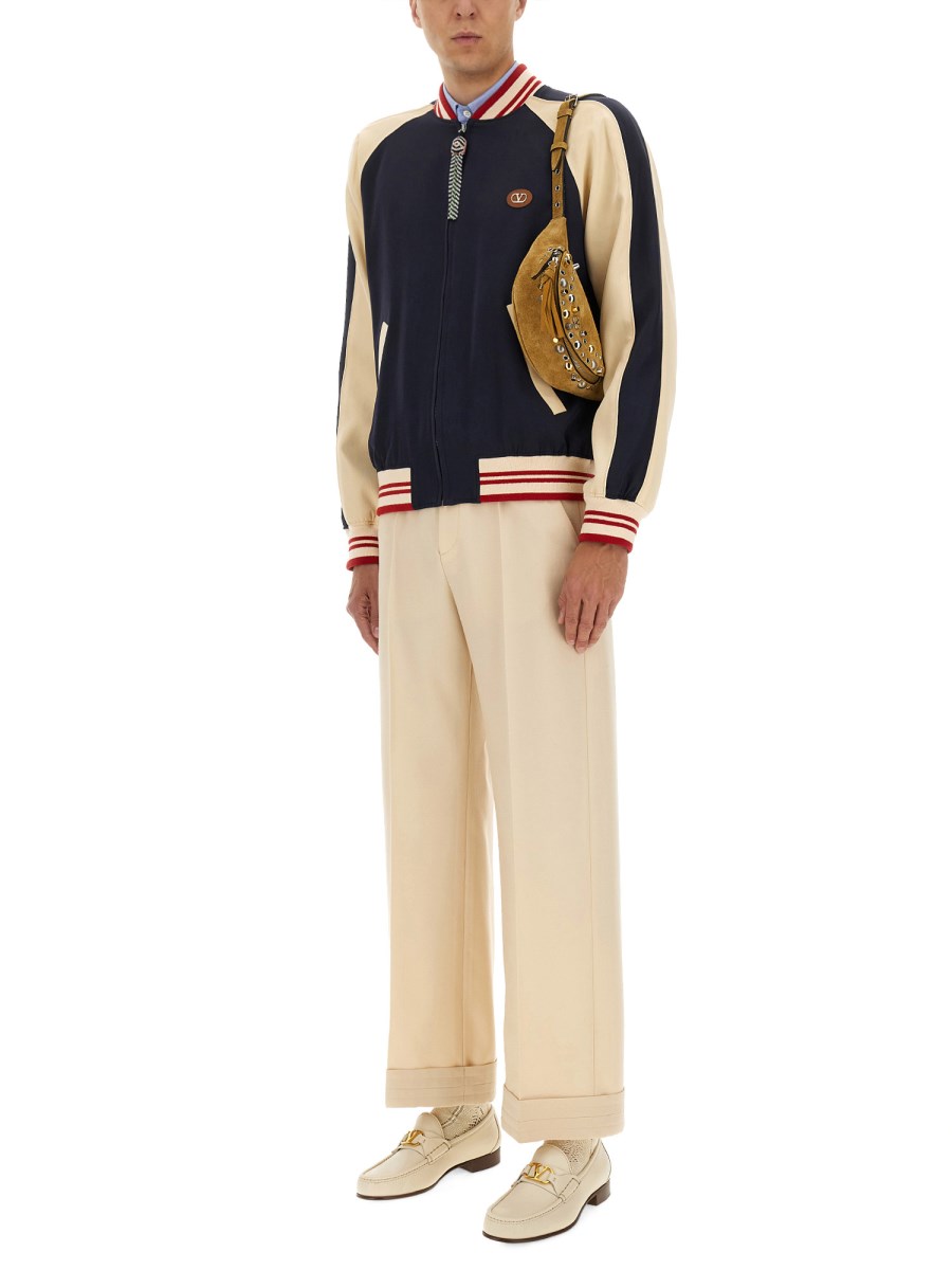 BOMBER IN LANA E COTONE CON VLOGO E CHAT DE LA MAISON PATCH