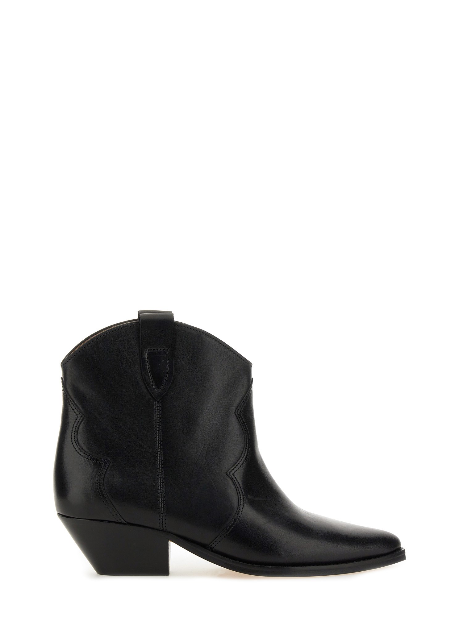 Isabel Marant Dewina Black Slip-on Ankle Boots With Low Block Heel In Leather Woman