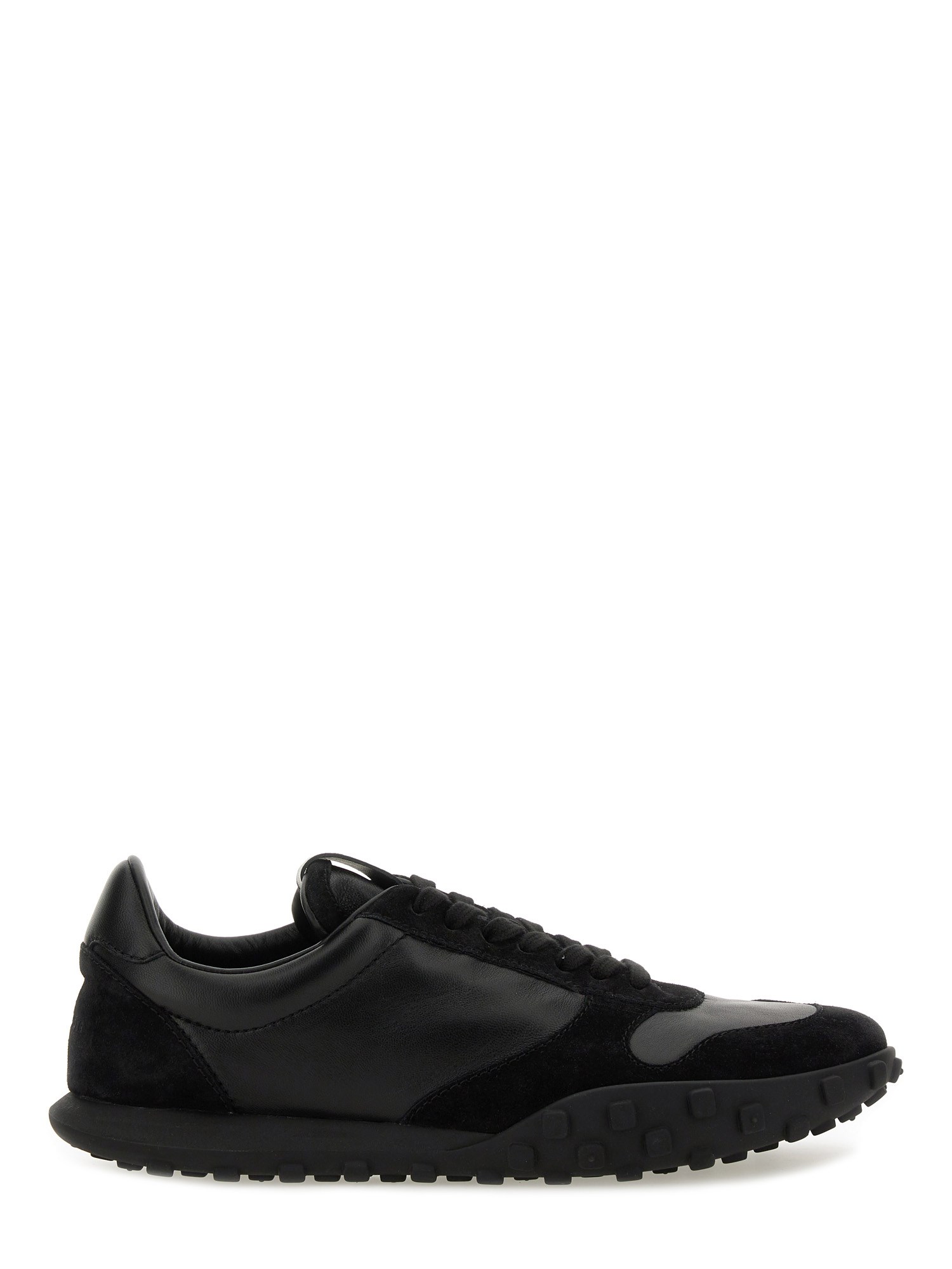 Jil Sander Suede Panel Round Toe Rubber Sole Sneakers In Black