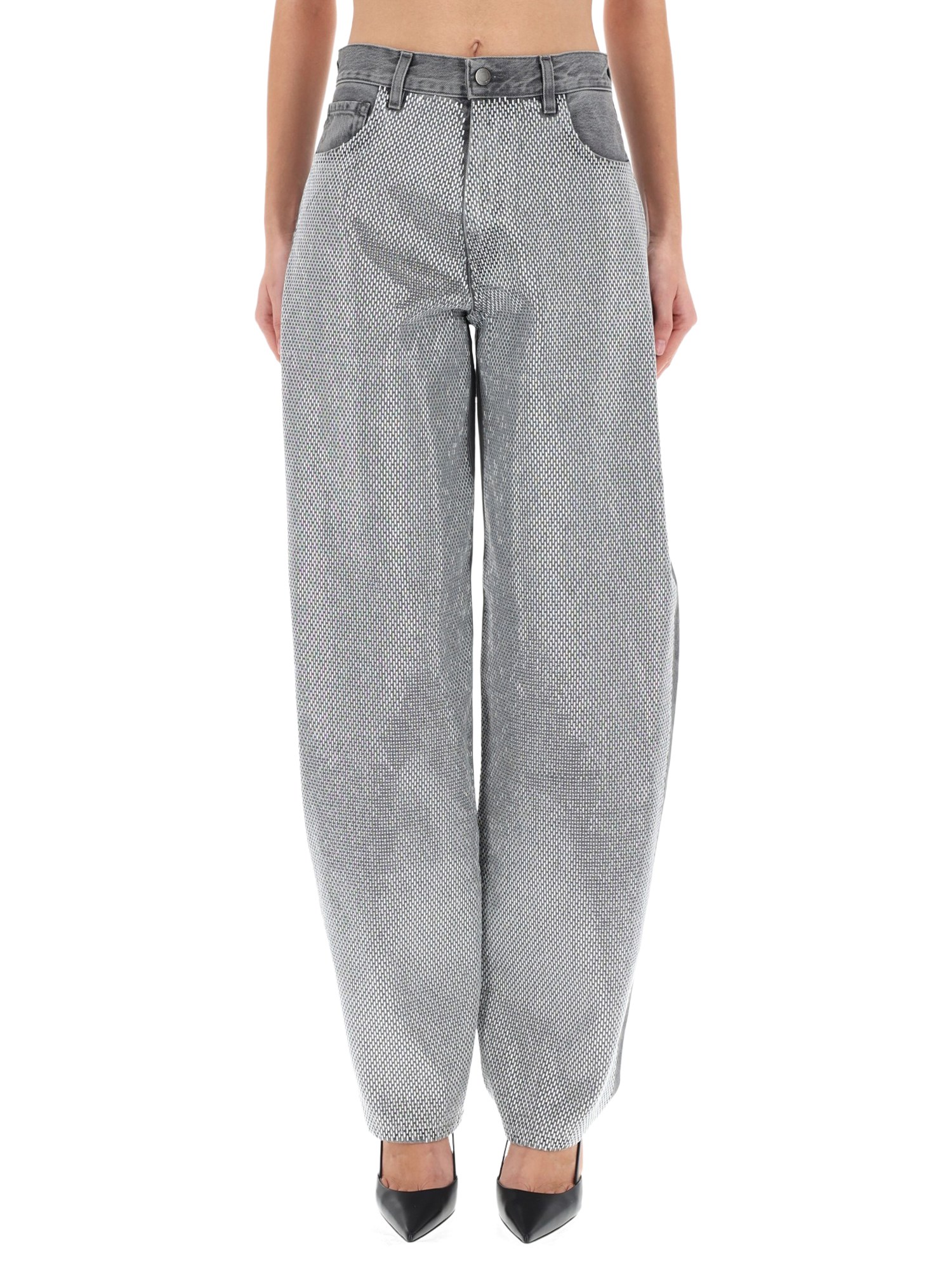 Haikure Denim Trousers With Belt Loops In Gray