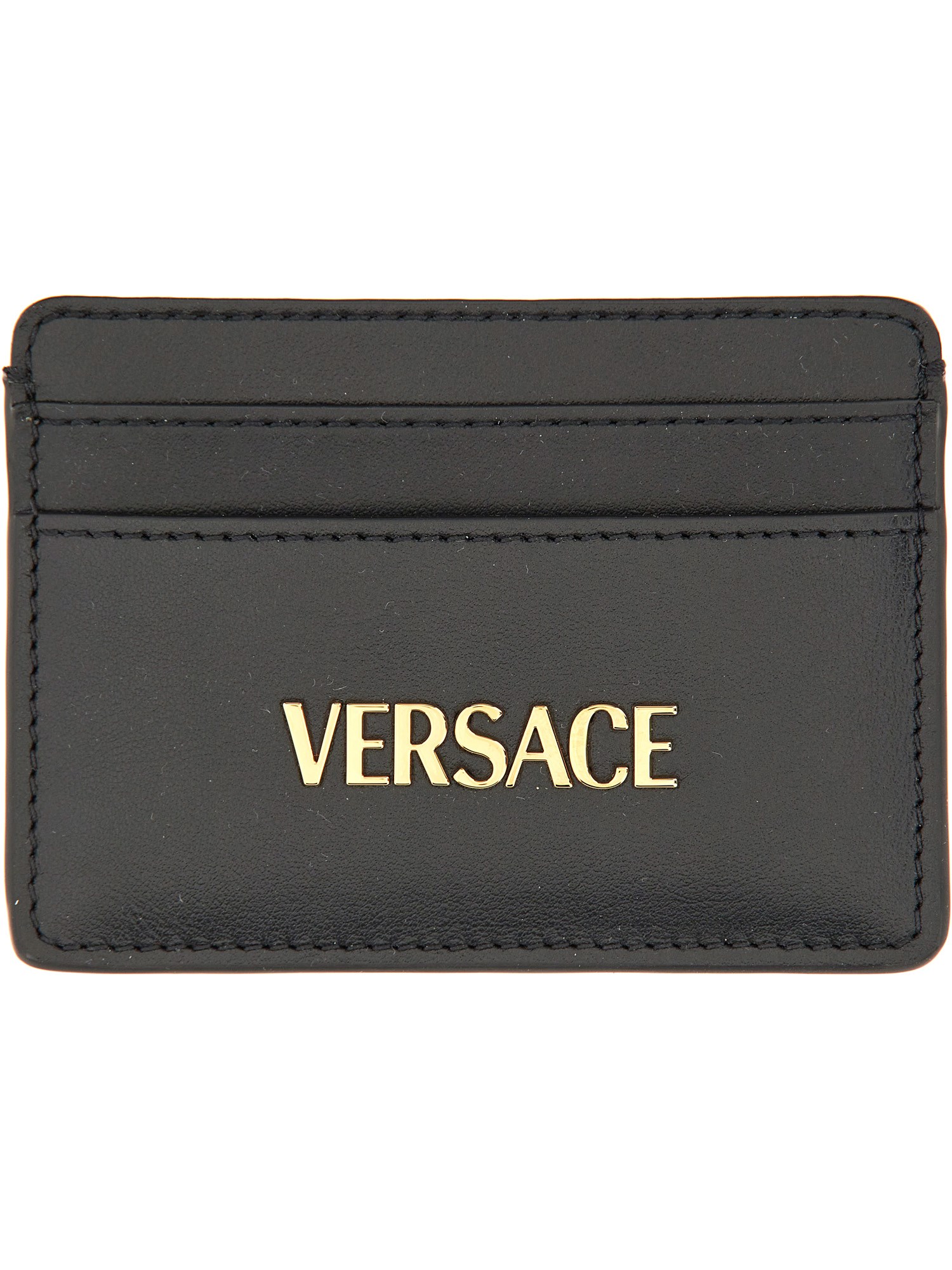 Versace Leather Card Holder In Black