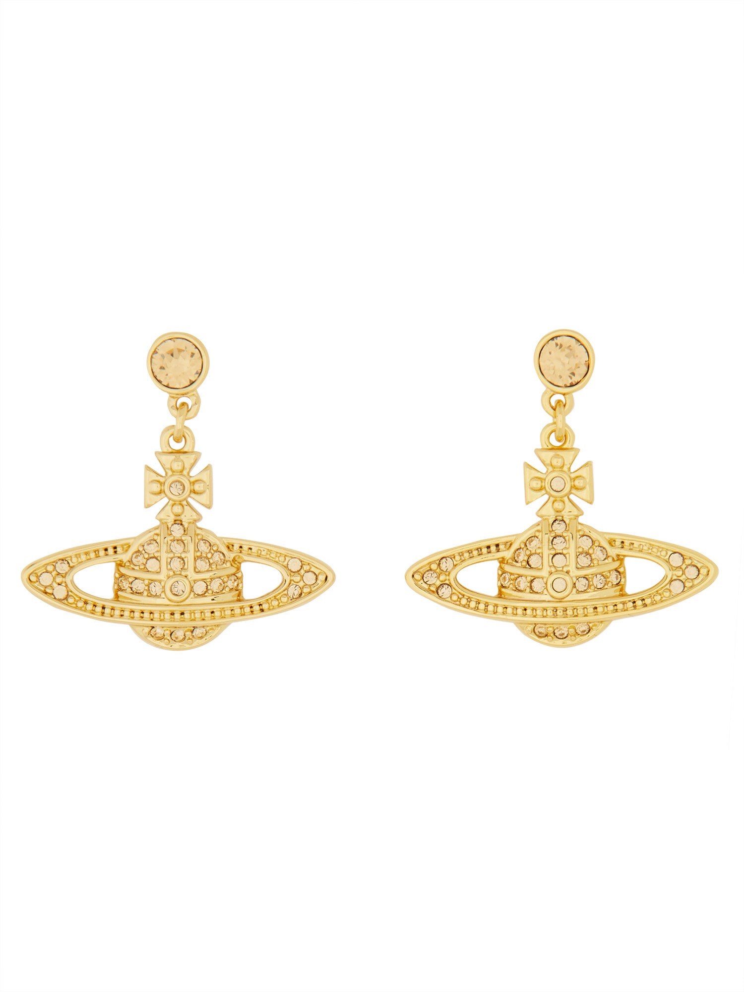 Vivienne Westwood "mini Bas Relief" Drop Earrings In Gold