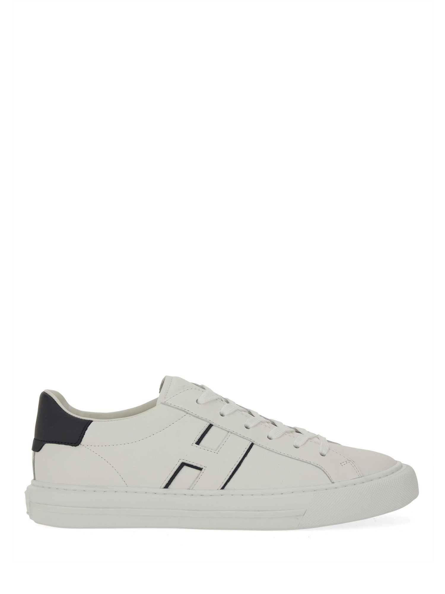 Hogan White Leather Sneakers With Logo Design And Rubber Sole In White