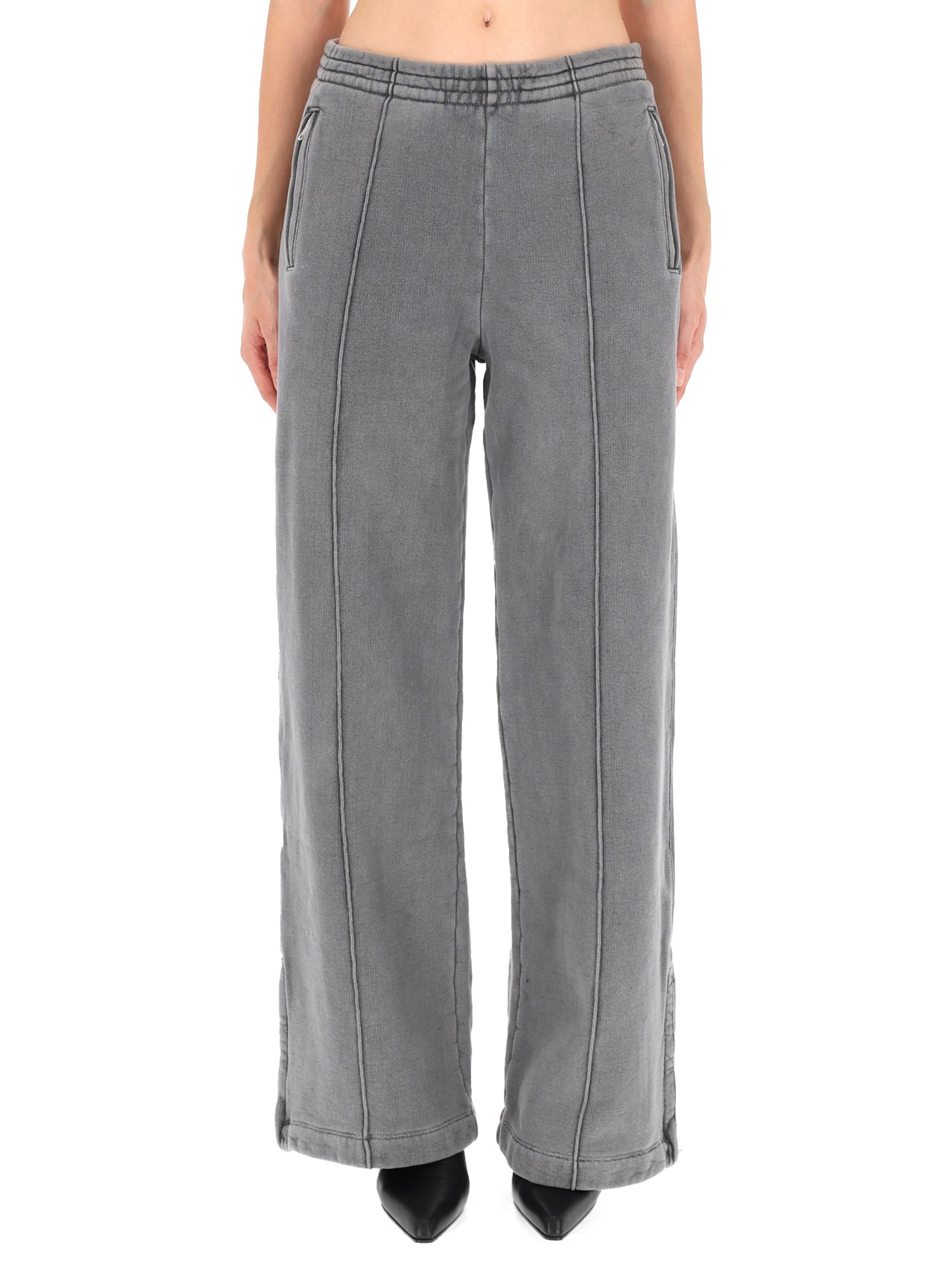 Our Legacy Wide-leg Trousers In Washed Organic Cotton With Zippered Pockets In Black