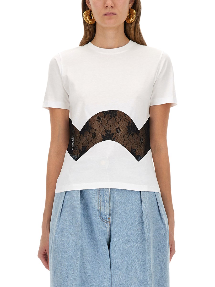 T-SHIRT IN JERSEY CON INSERTO IN PIZZO