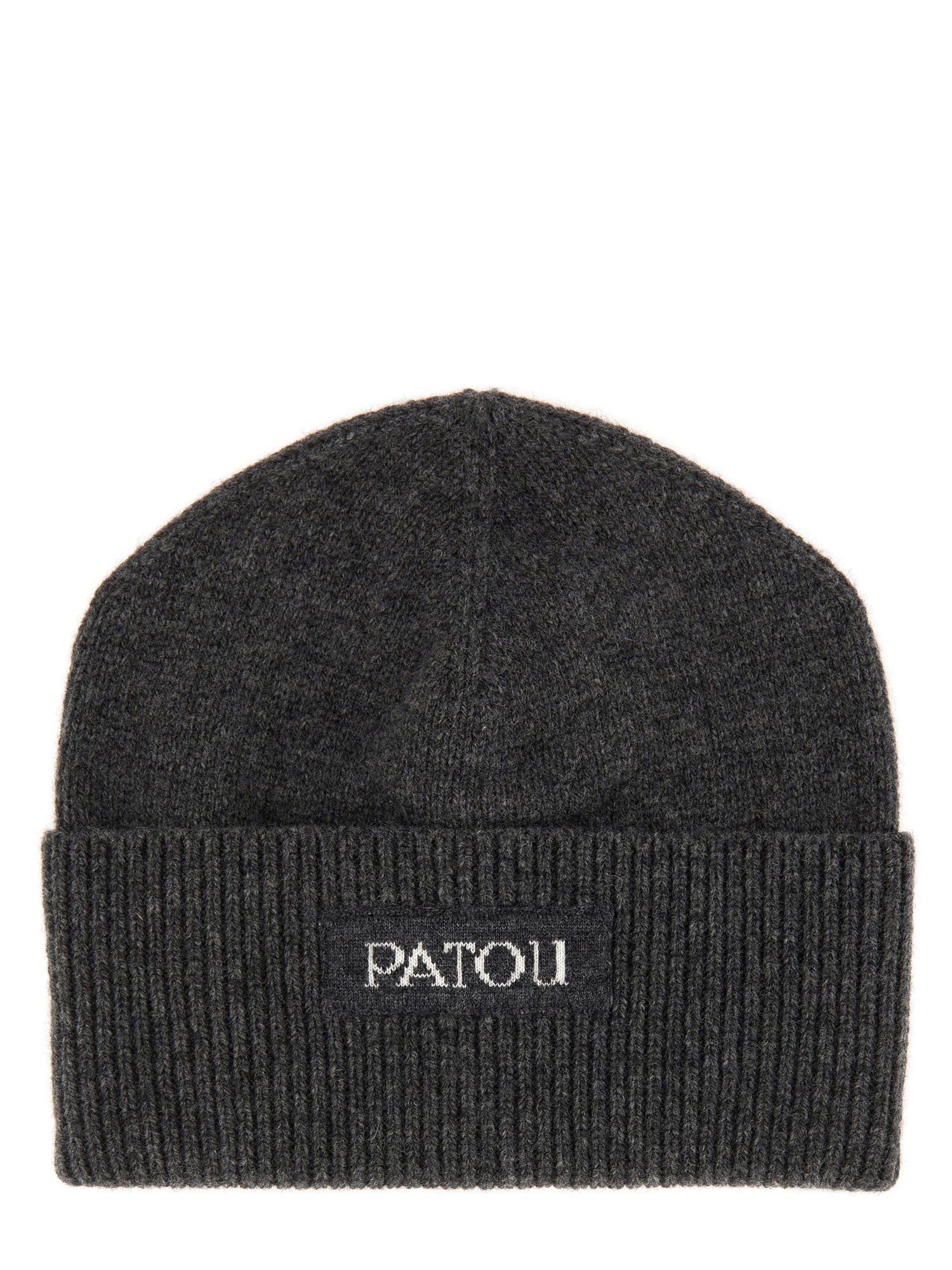 Patou Ribbed Turn-up Brim Hat In Gray