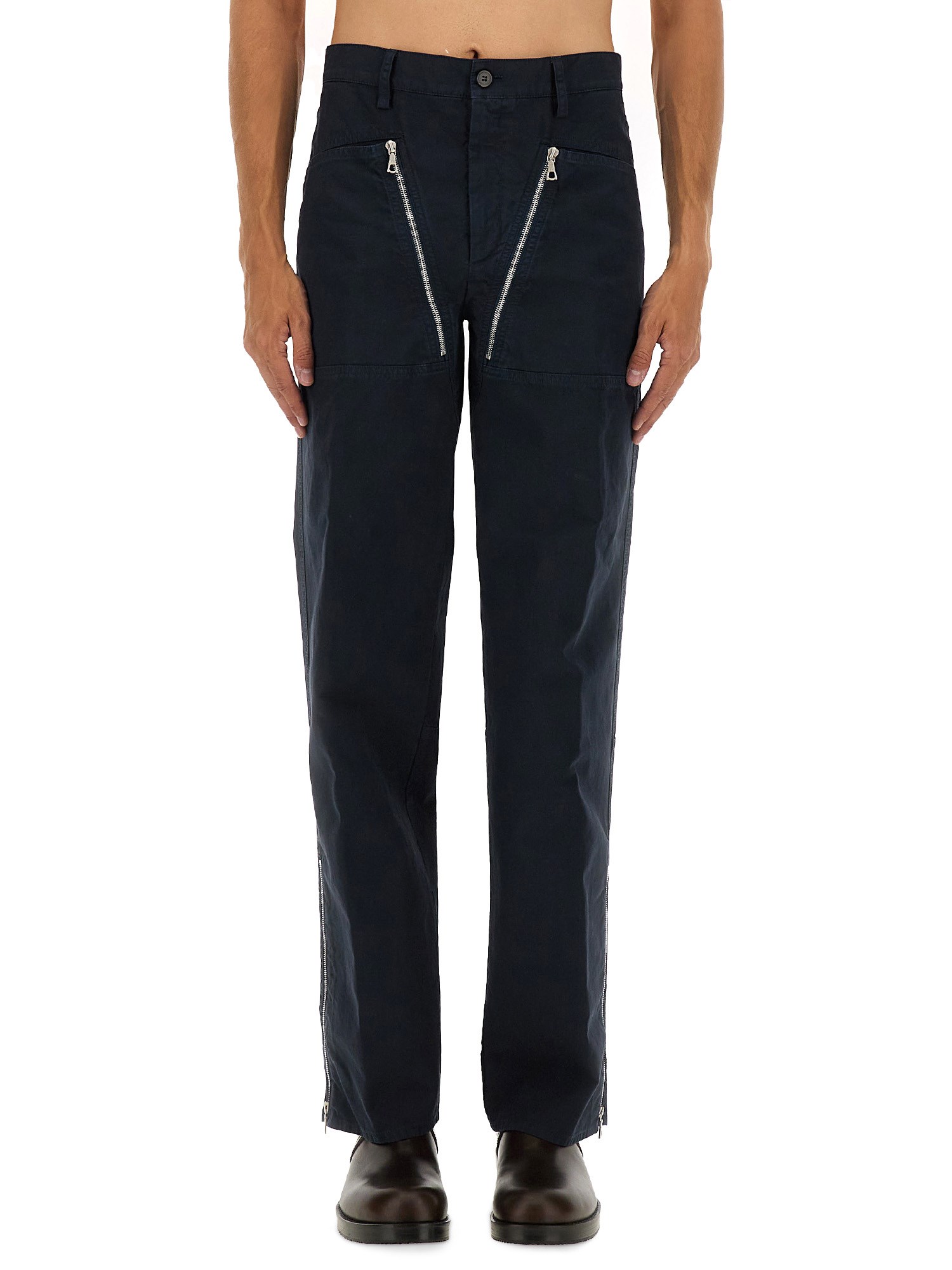 Dries Van Noten Double Zipper Pants In Blue