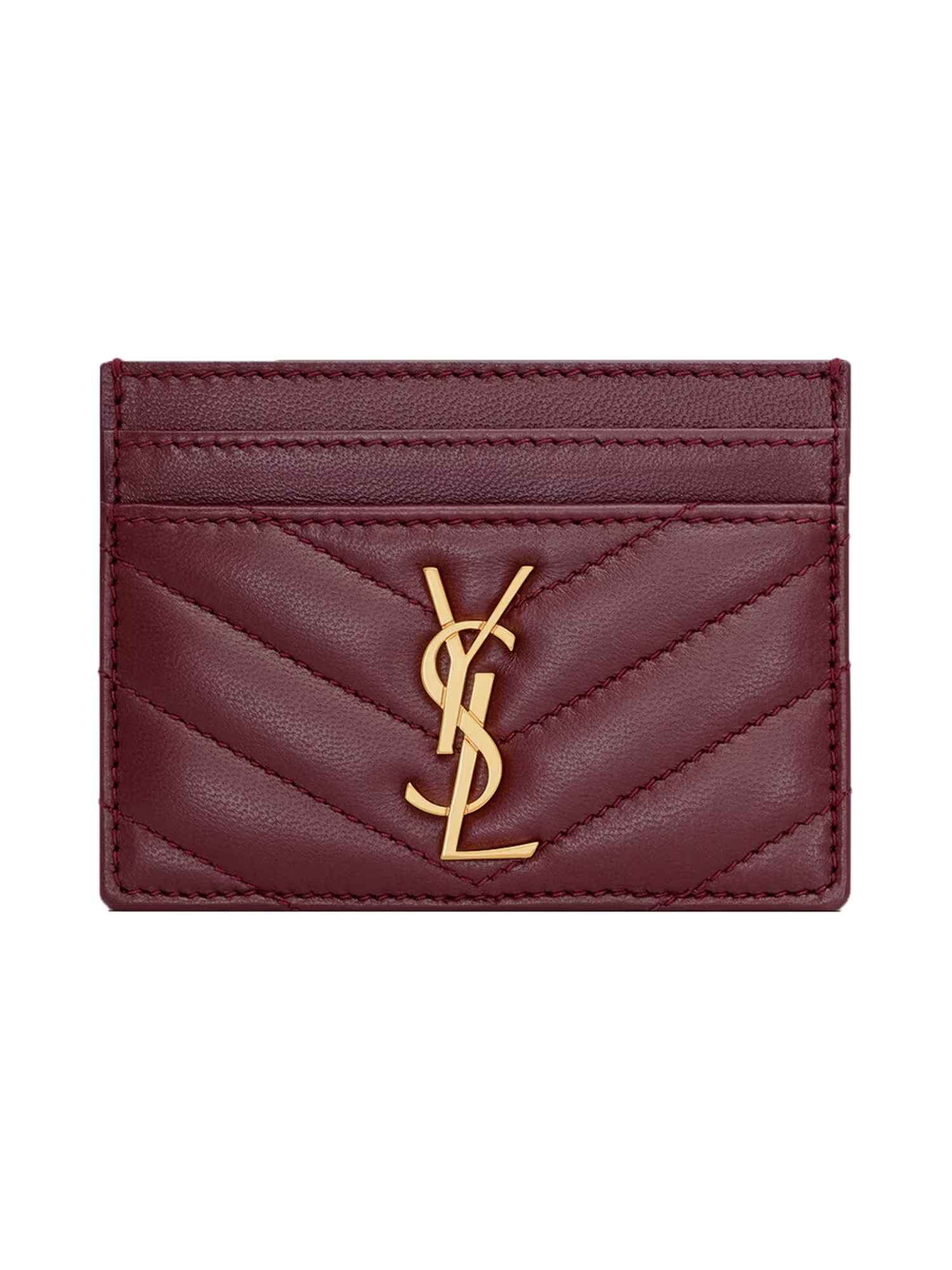 Saint Laurent Card Holder "cassandras" In Burgundy