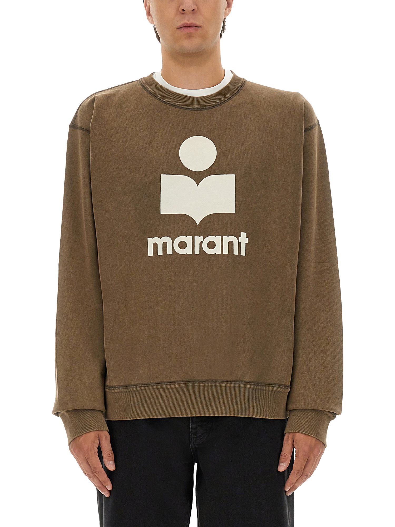 Isabel Marant Ribbed Crew Neck Sweater With Long Sleeves In Brown