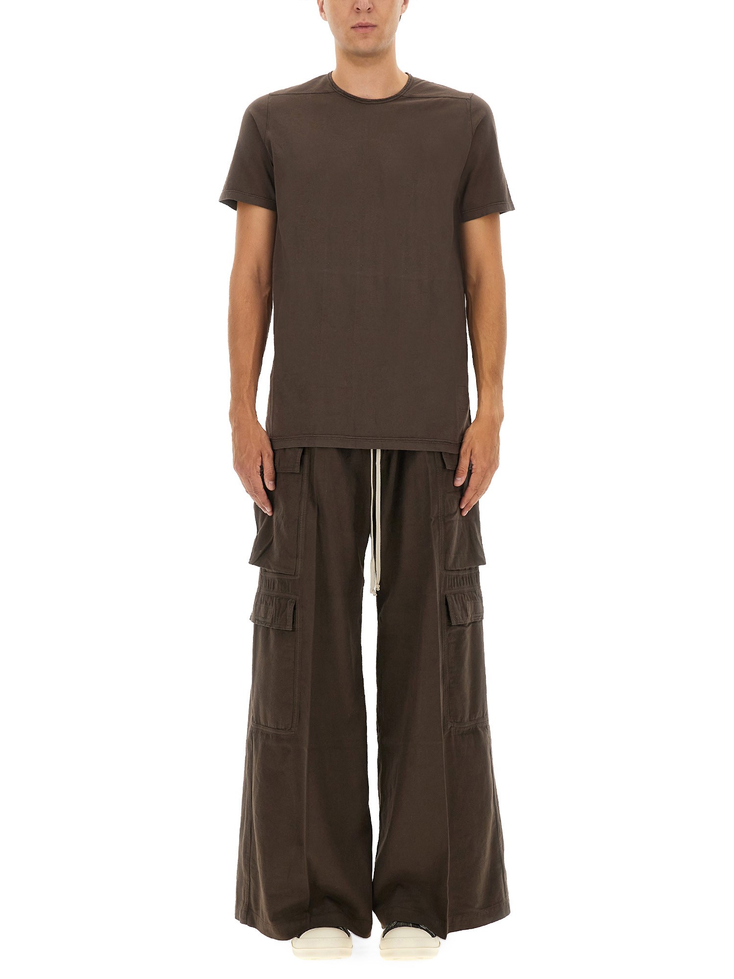 Rick Owens Drkshdw Crew Neck Short Sleeve Fitted T-shirt In Brown