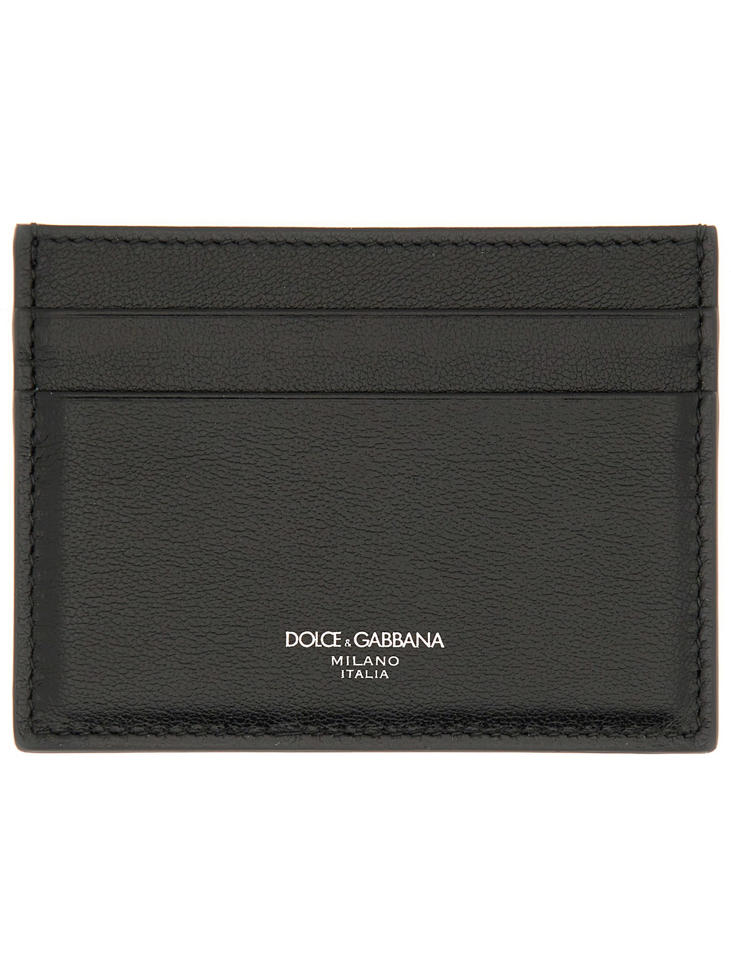 Dolce & Gabbana Calfskin Leather Card Holder In Black