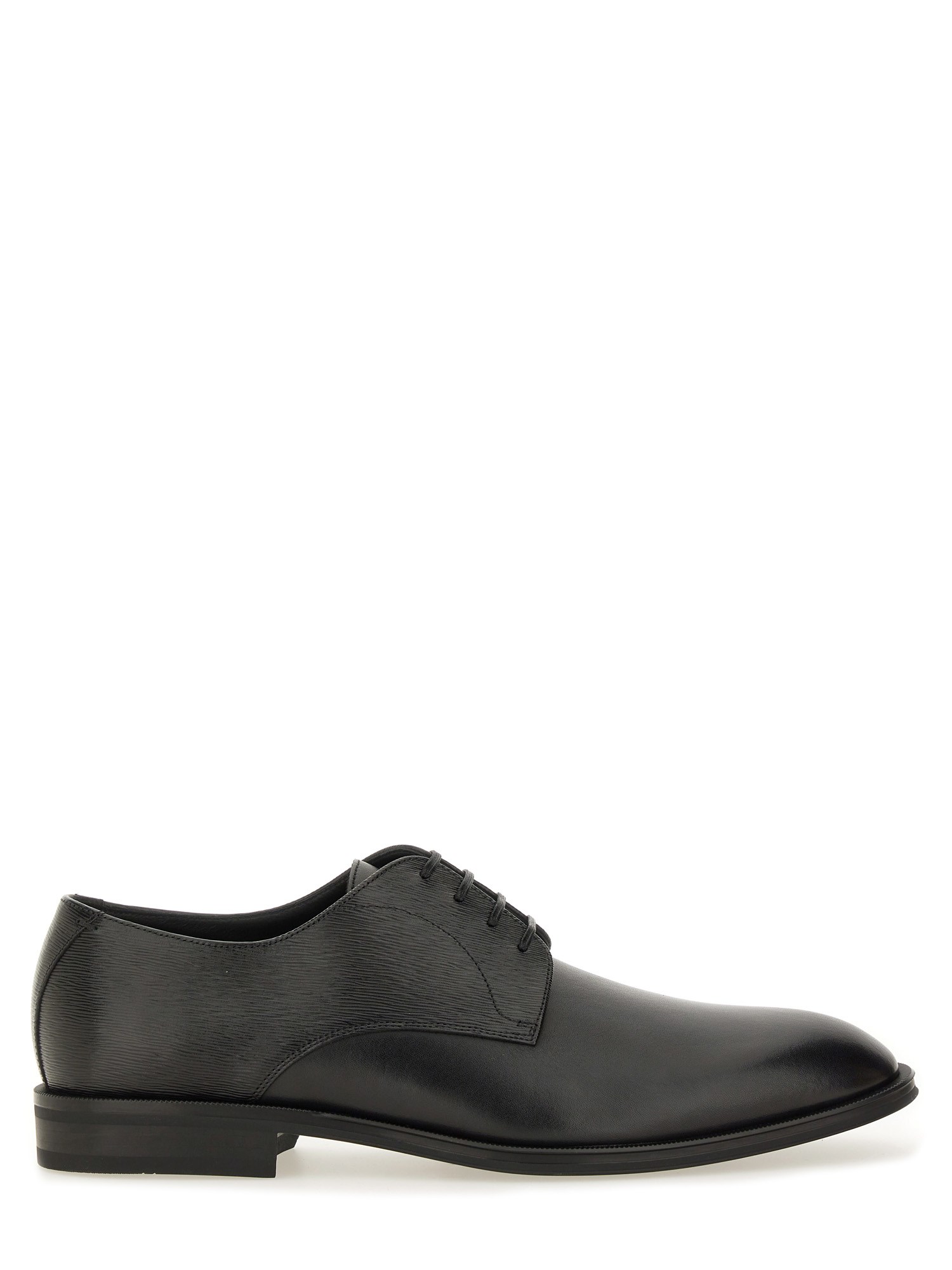 Hugo Boss Derby Shoes In Smooth And Printed Leather In Black