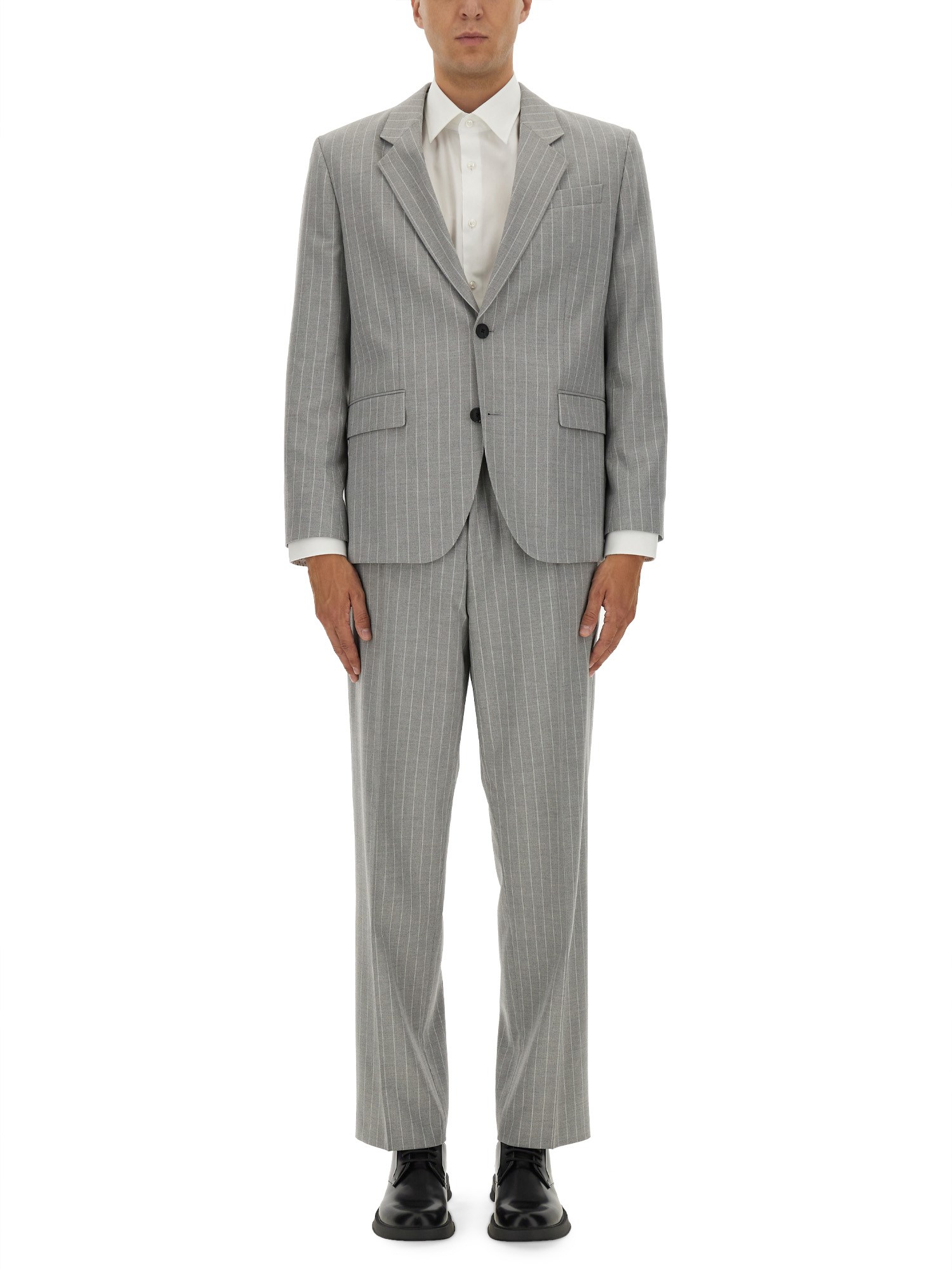 Hugo Boss Tailored Suit With Buttoned Cuffs And Pockets In Gray
