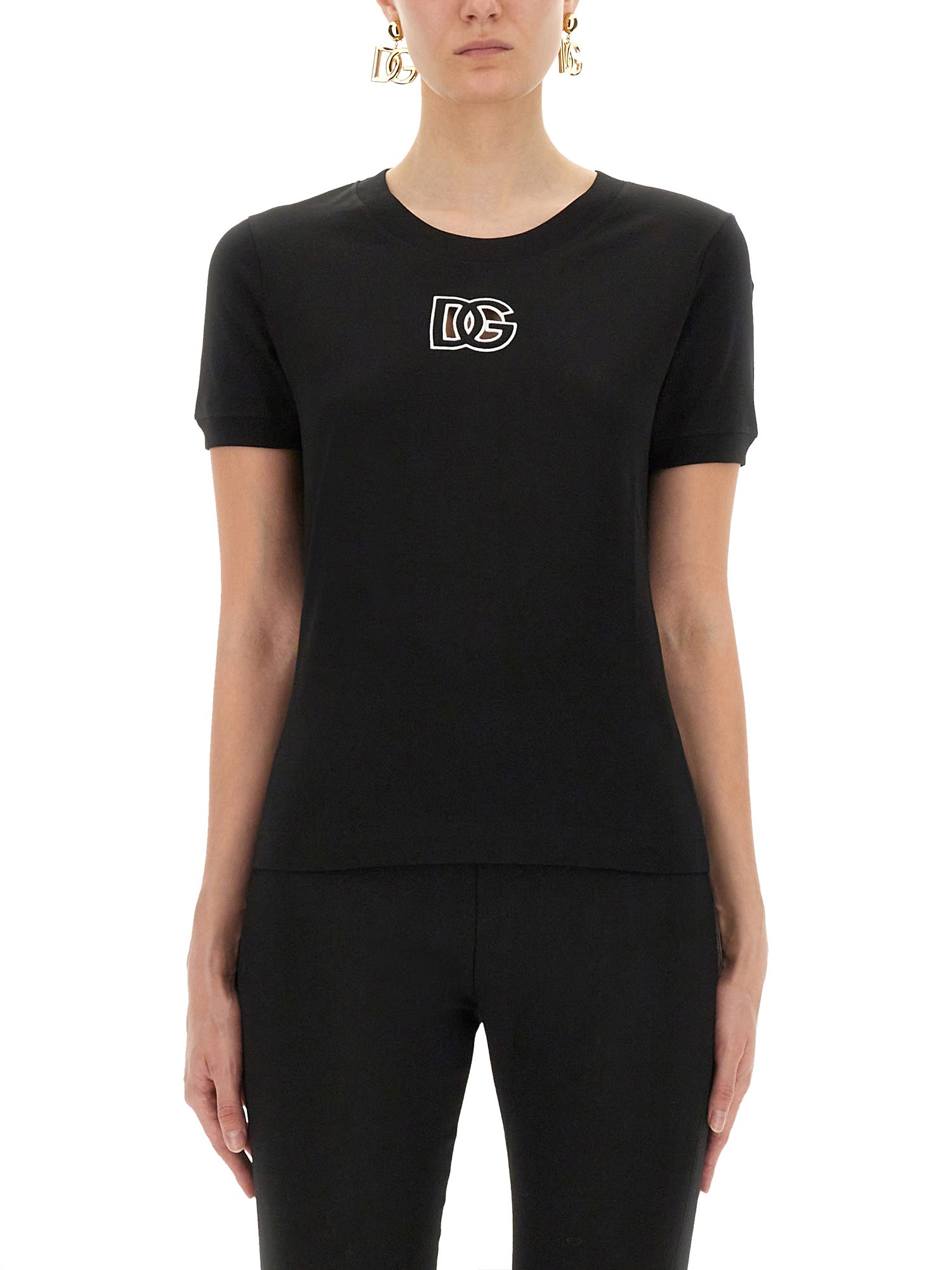 dolce & gabbana jersey t-shirt with dg logo embroidery