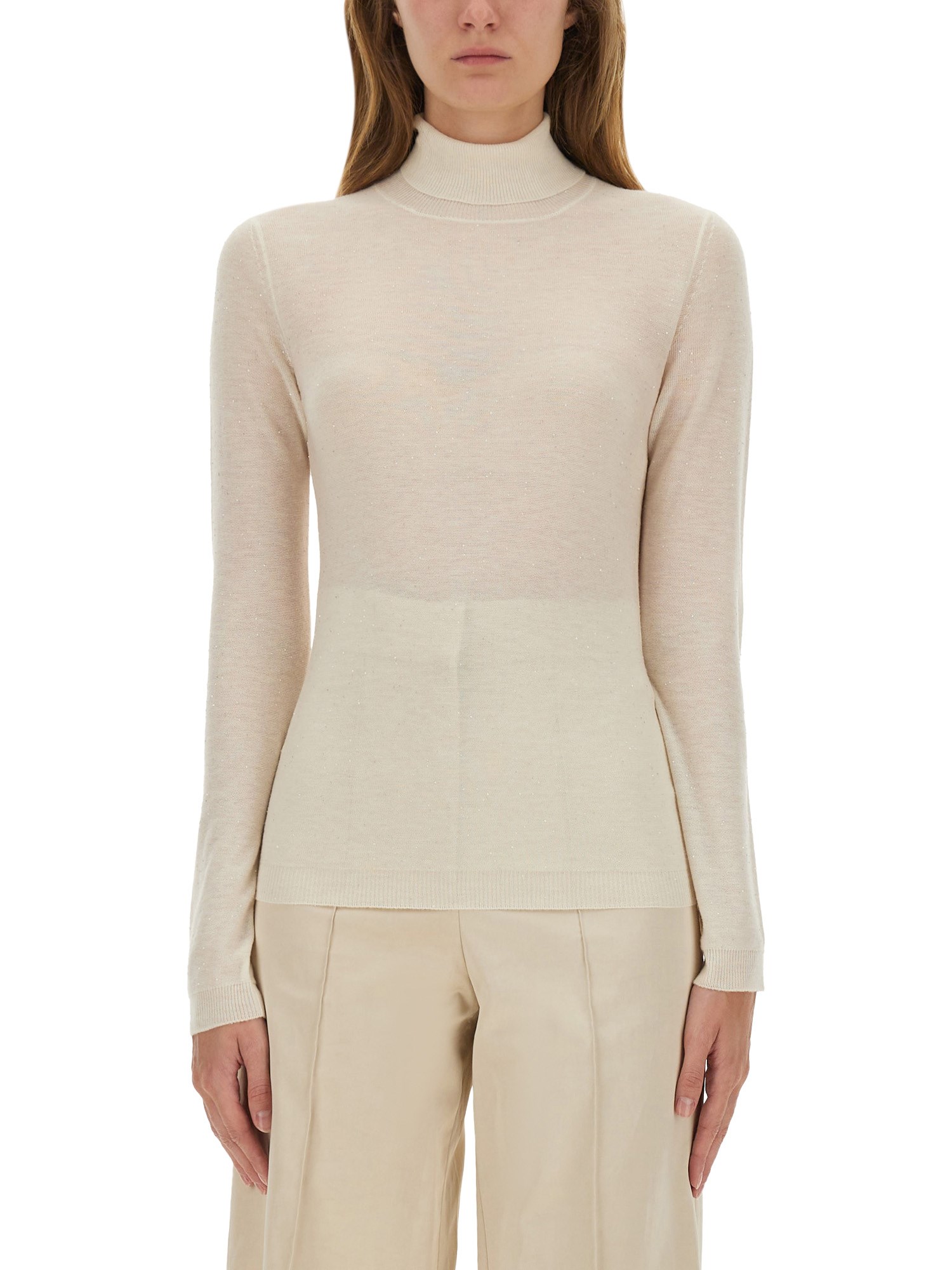 Fabiana Filippi Gradient Effect Wool Jersey Top In White