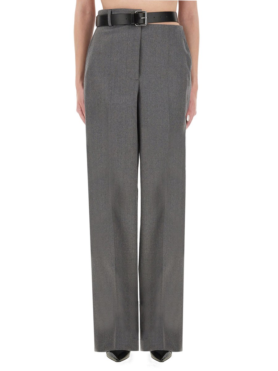 PANTALONE IN FLANELLA CON CINTURA