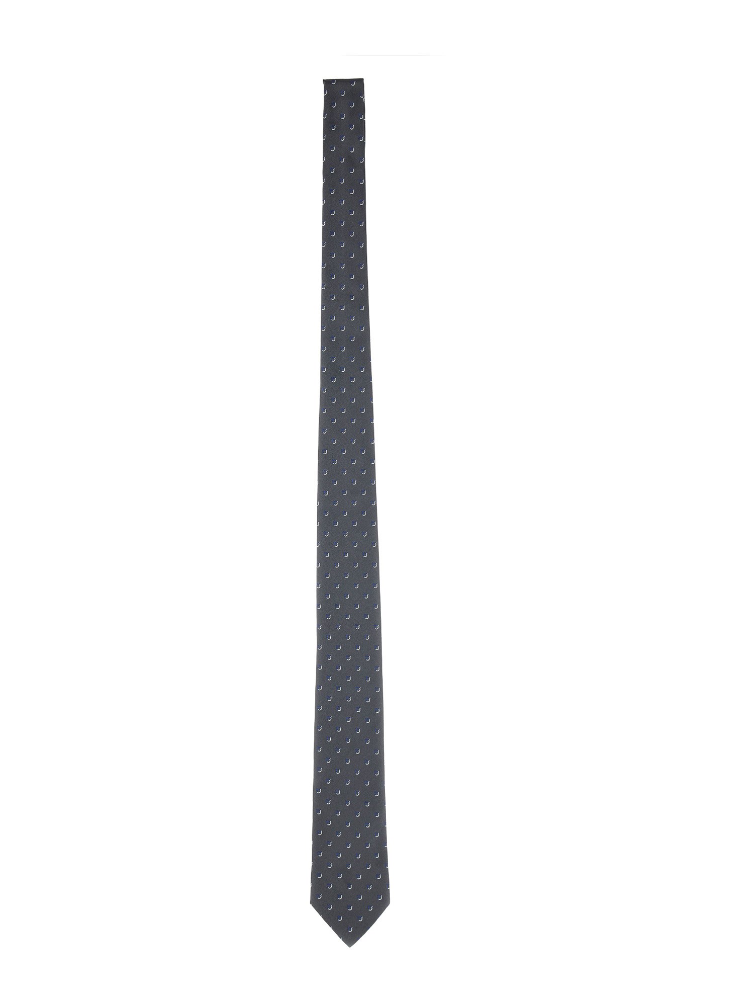 Ferragamo Jacquard Tie With Subtle Gancini Pattern In Gray