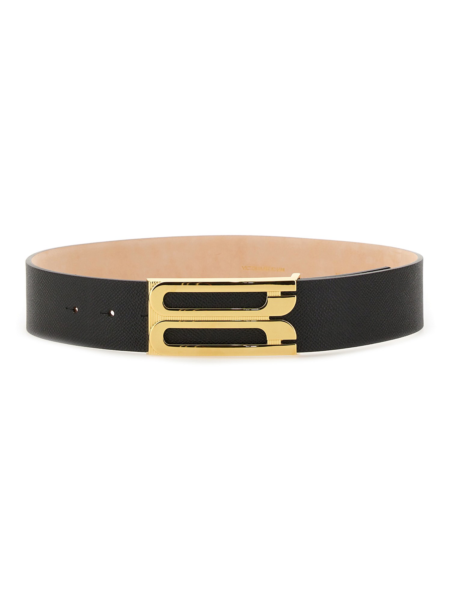 Victoria Beckham Adjustable Oversized Belt Gold-tone Buckle In Black