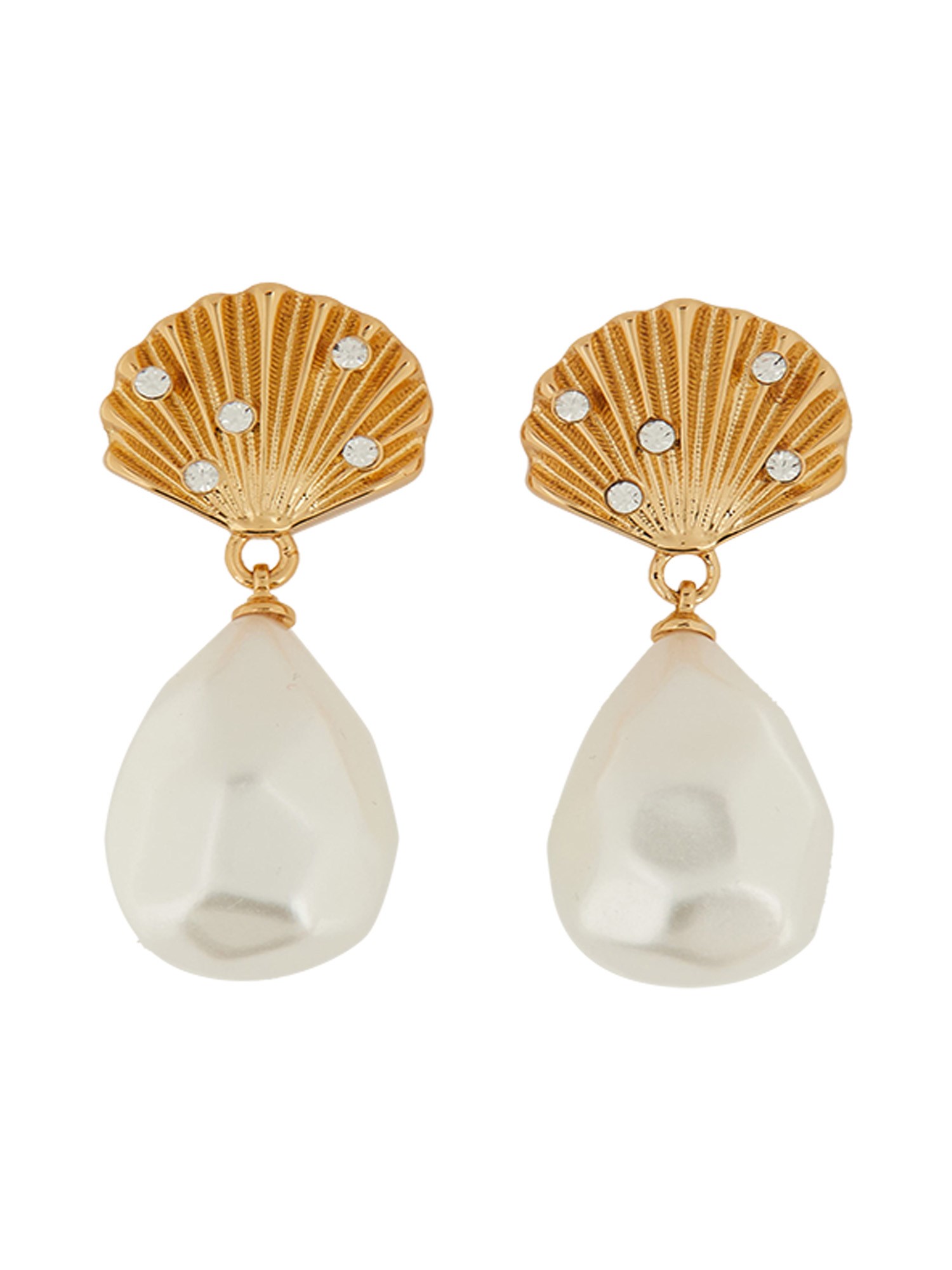 Self-portrait Shell Earrings In Gold