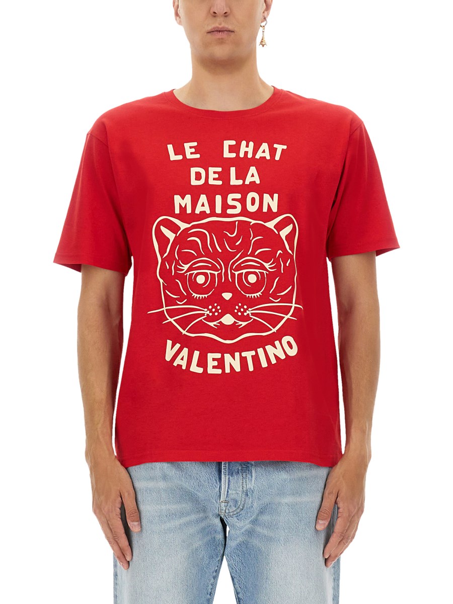 T-SHIRT CON STAMPA CHAT DE LA MAISON