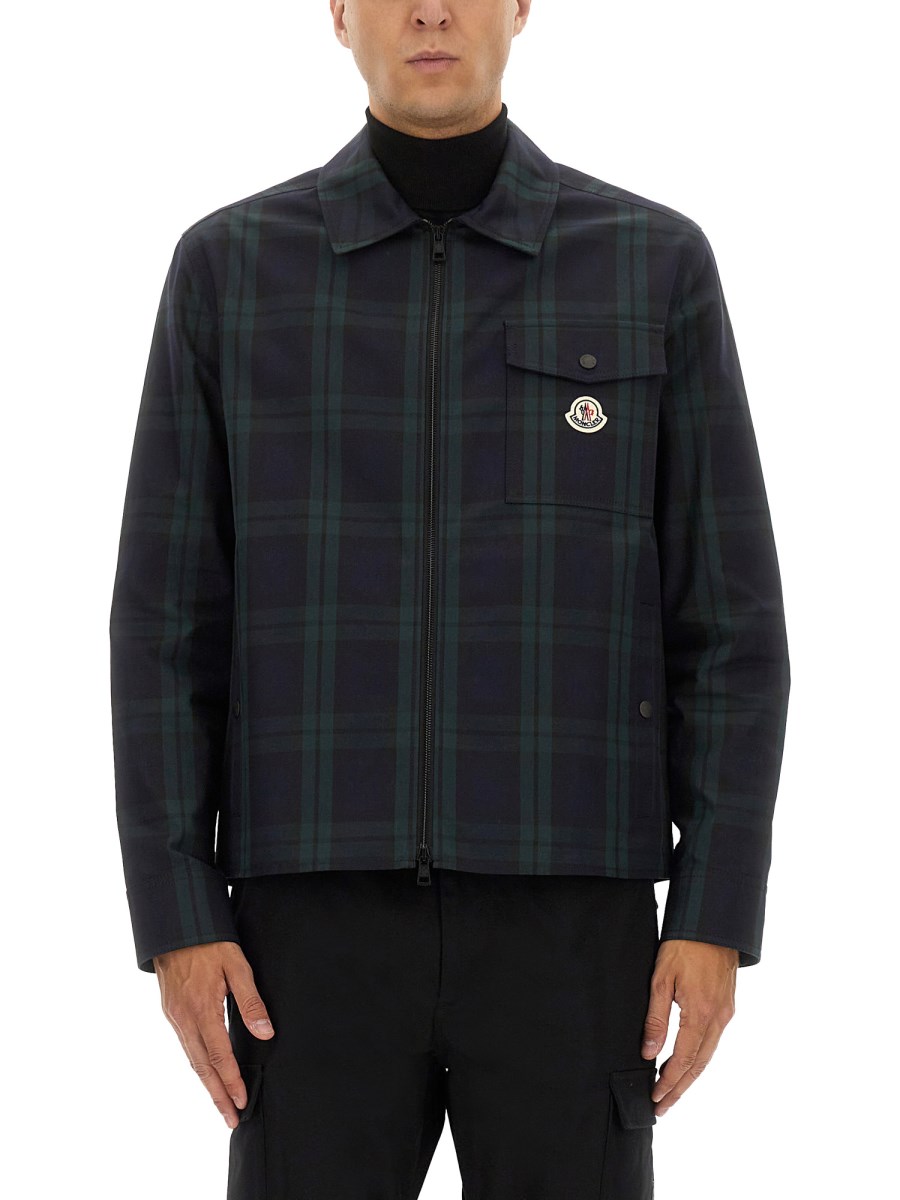 GIACCA CAMICIA IN GABARINE DI COTONE A QUADRI