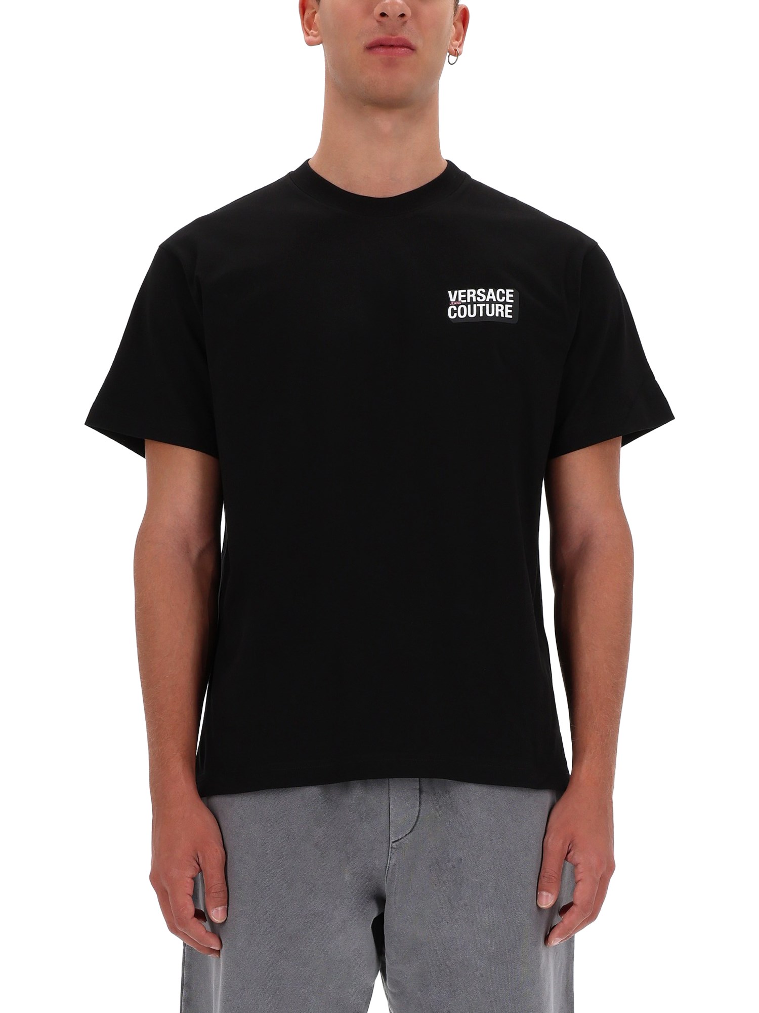 versace jeans couture small square logo t-shirt