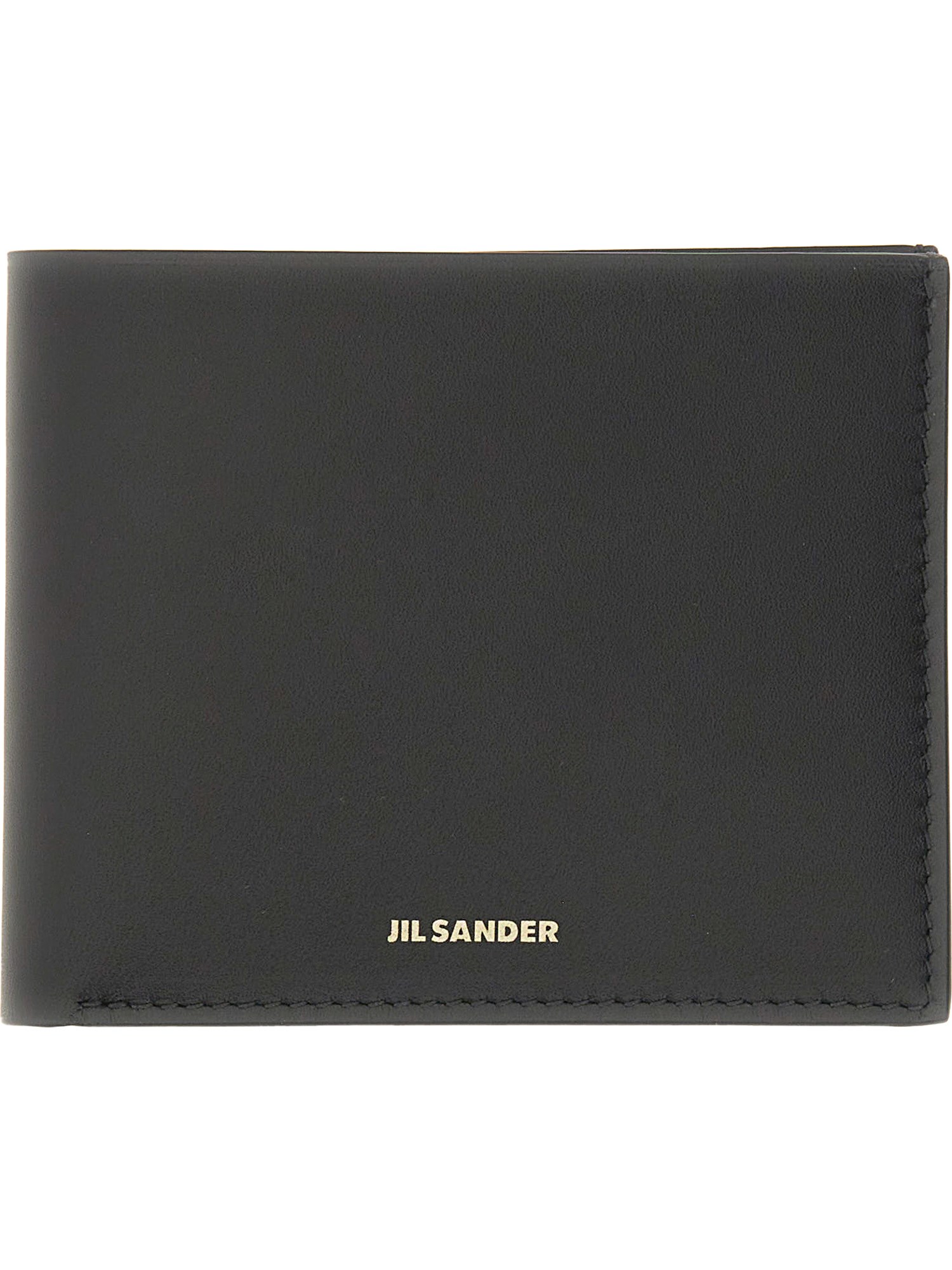 Jil Sander Logo Detailed Bi-fold Wallet In Black