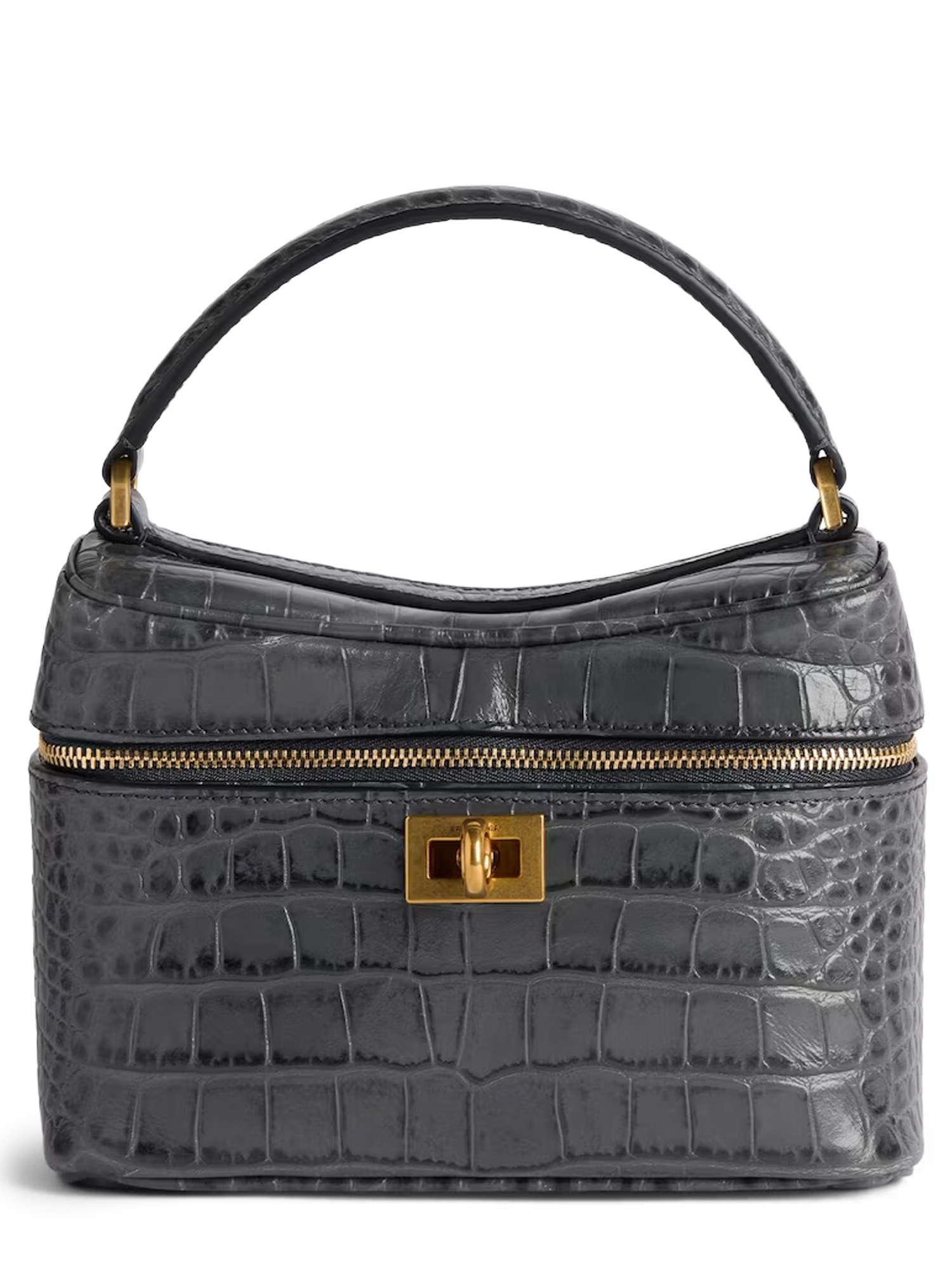 Balenciaga Rodeo Croc-embossed Leather Vanity Crossbody Bag In Black