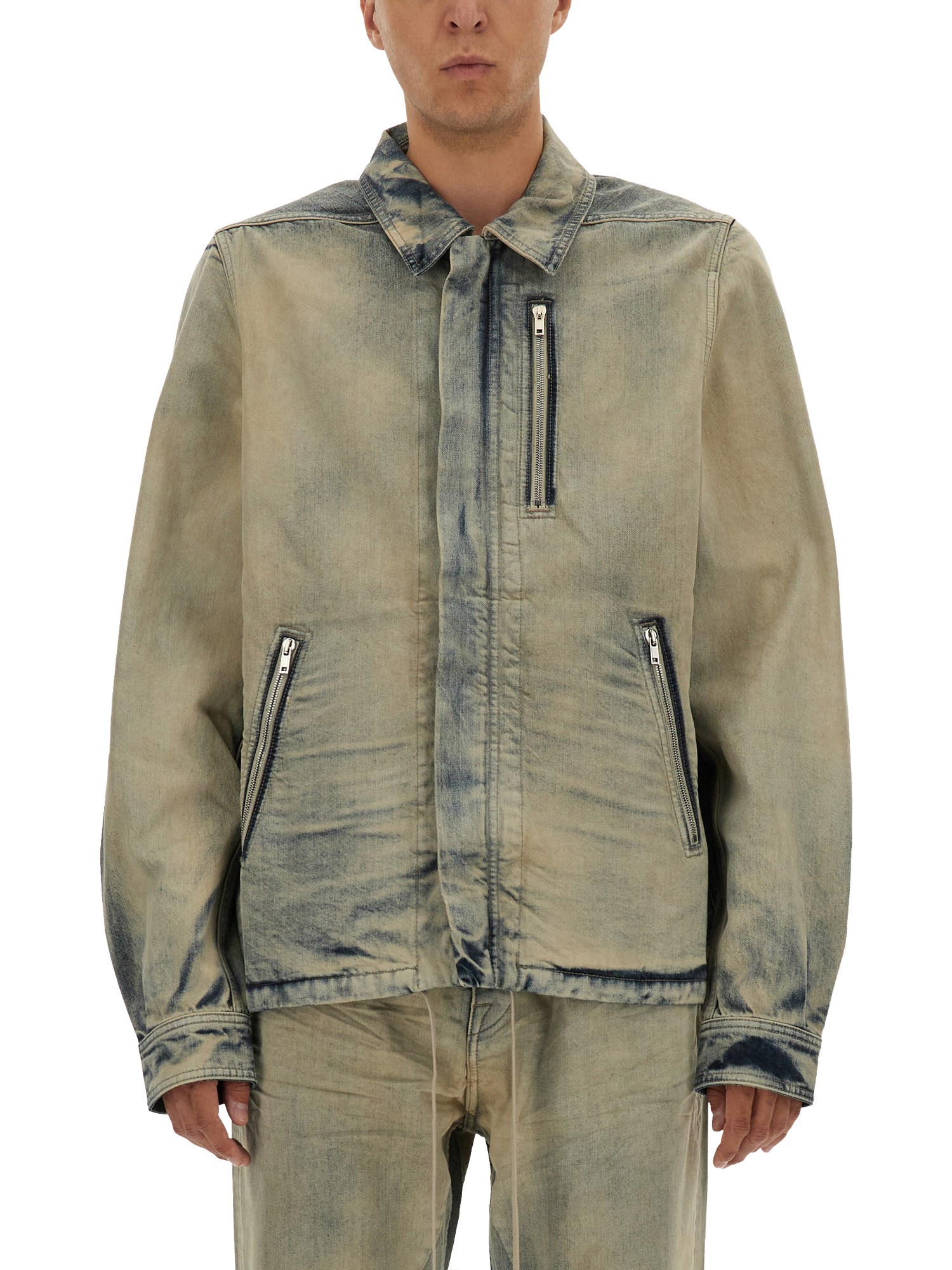 Rick Owens Drkshdw Jacket With Concealed Zipper In Gray