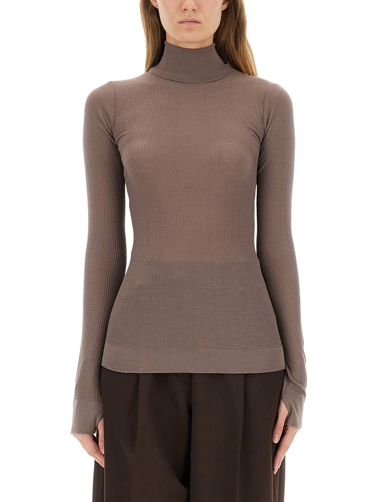 Lemaire Turtleneck Top In Brown