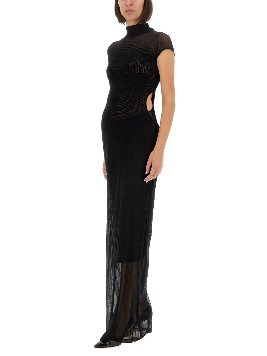 ABITO IN MESH CON LOGO FLOCCATO