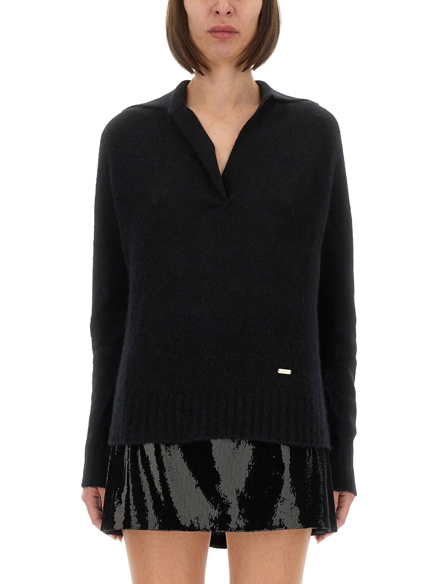 POLO A MANICHE LUNGHE IN CASHMERE E SETA