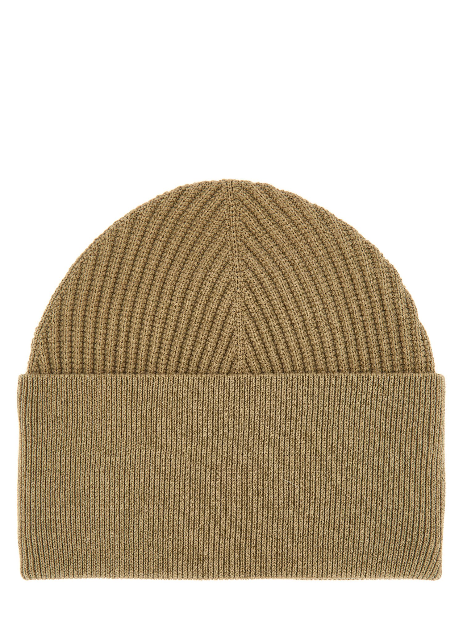 Studio Nicholson Ribbed Texture Folded Cuff Hat In Green