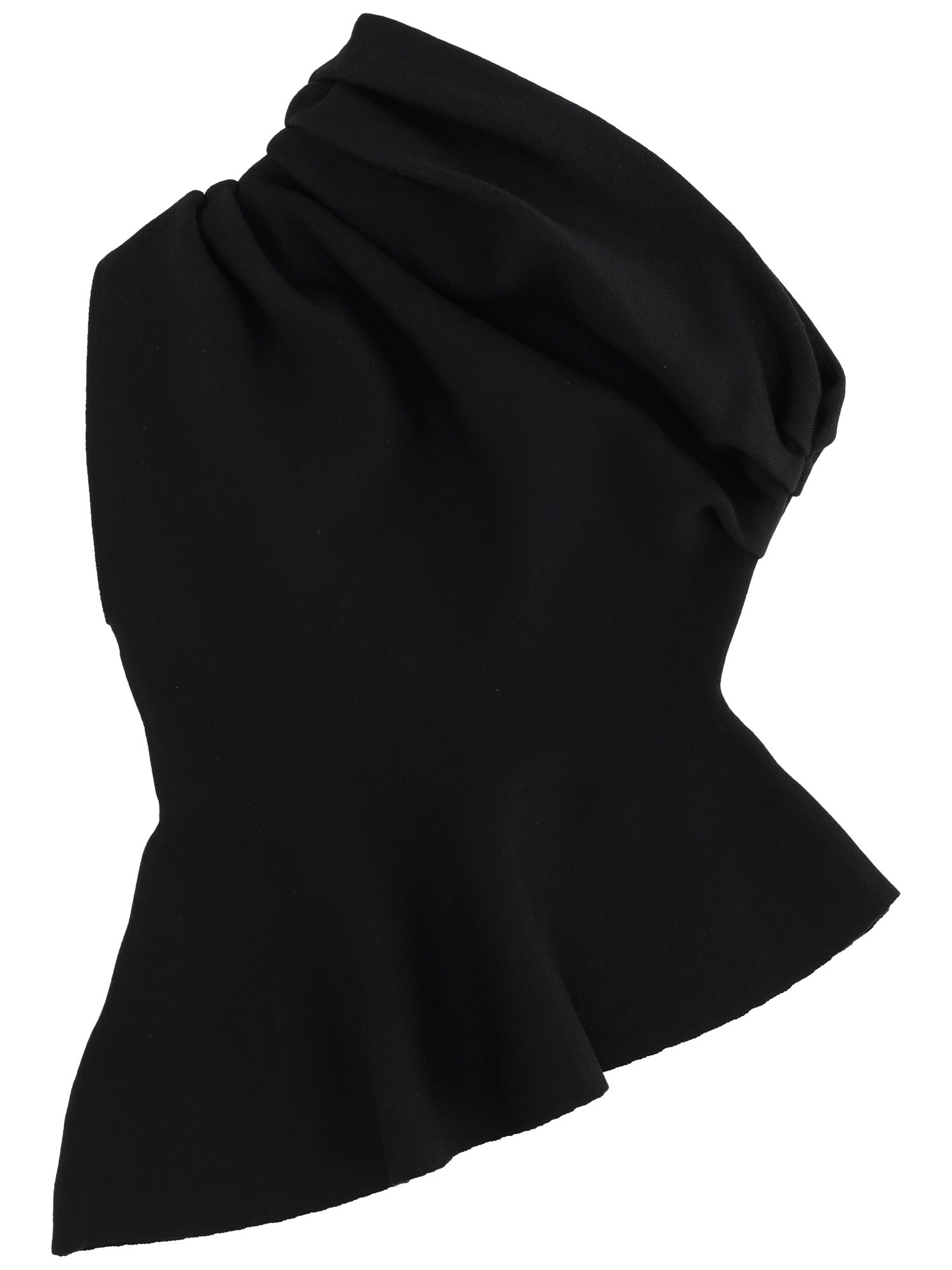 Khaite Aimee Asymmetric One-shoulder Wool-blend Peplum Top In Black
