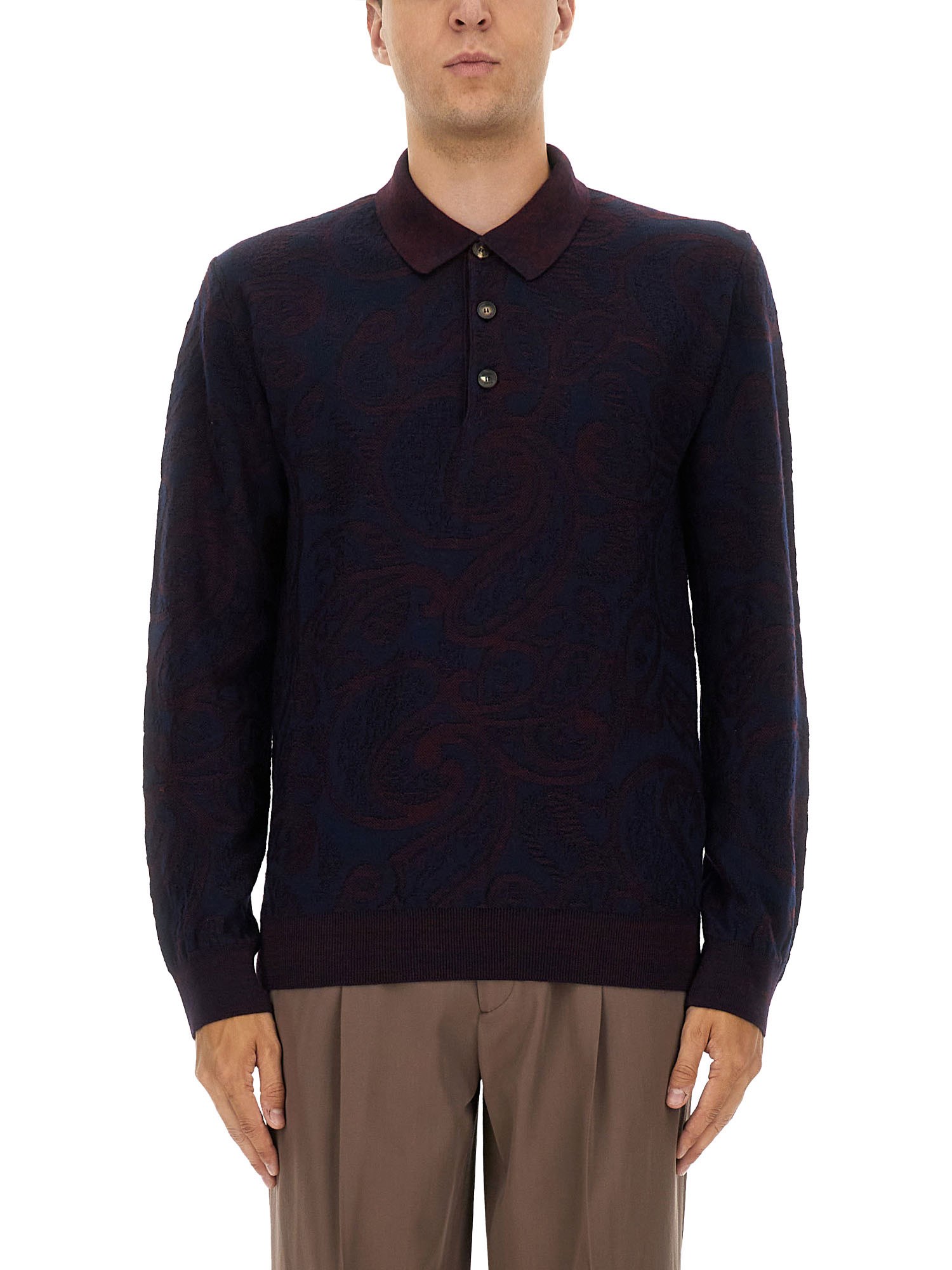 Etro Paisley Pattern Long Sleeves Sweater In Blue