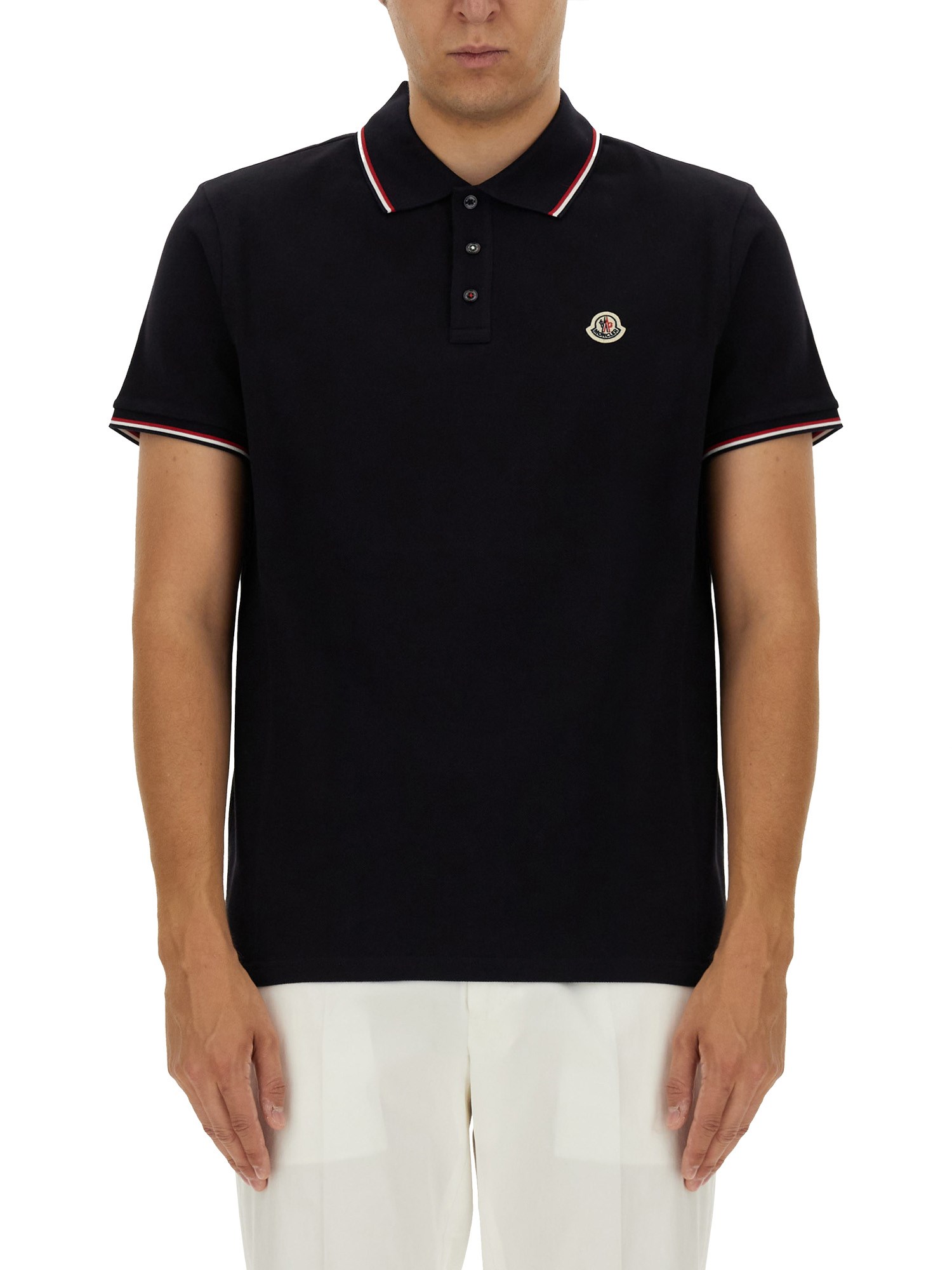 Moncler Identification Patch Polo Shirt In Blue