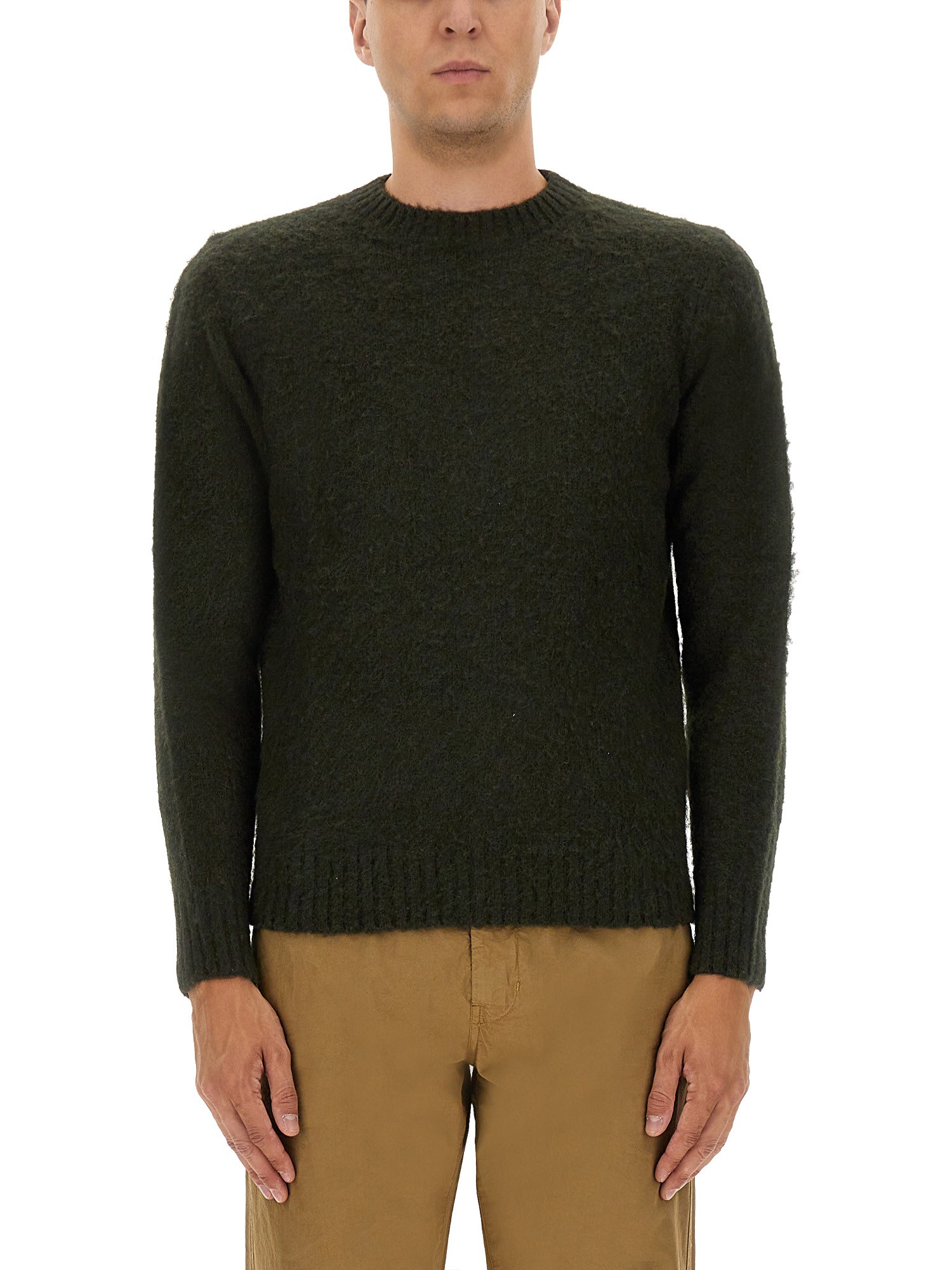 Aspesi Relaxed Fit Wool Jersey Sweater In Green