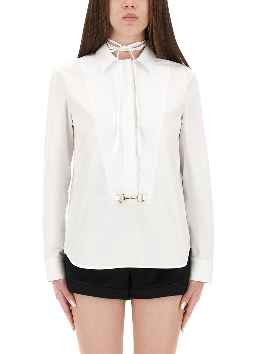 CAMICIA IN POPELINE DI COTONE CON MORSETTO