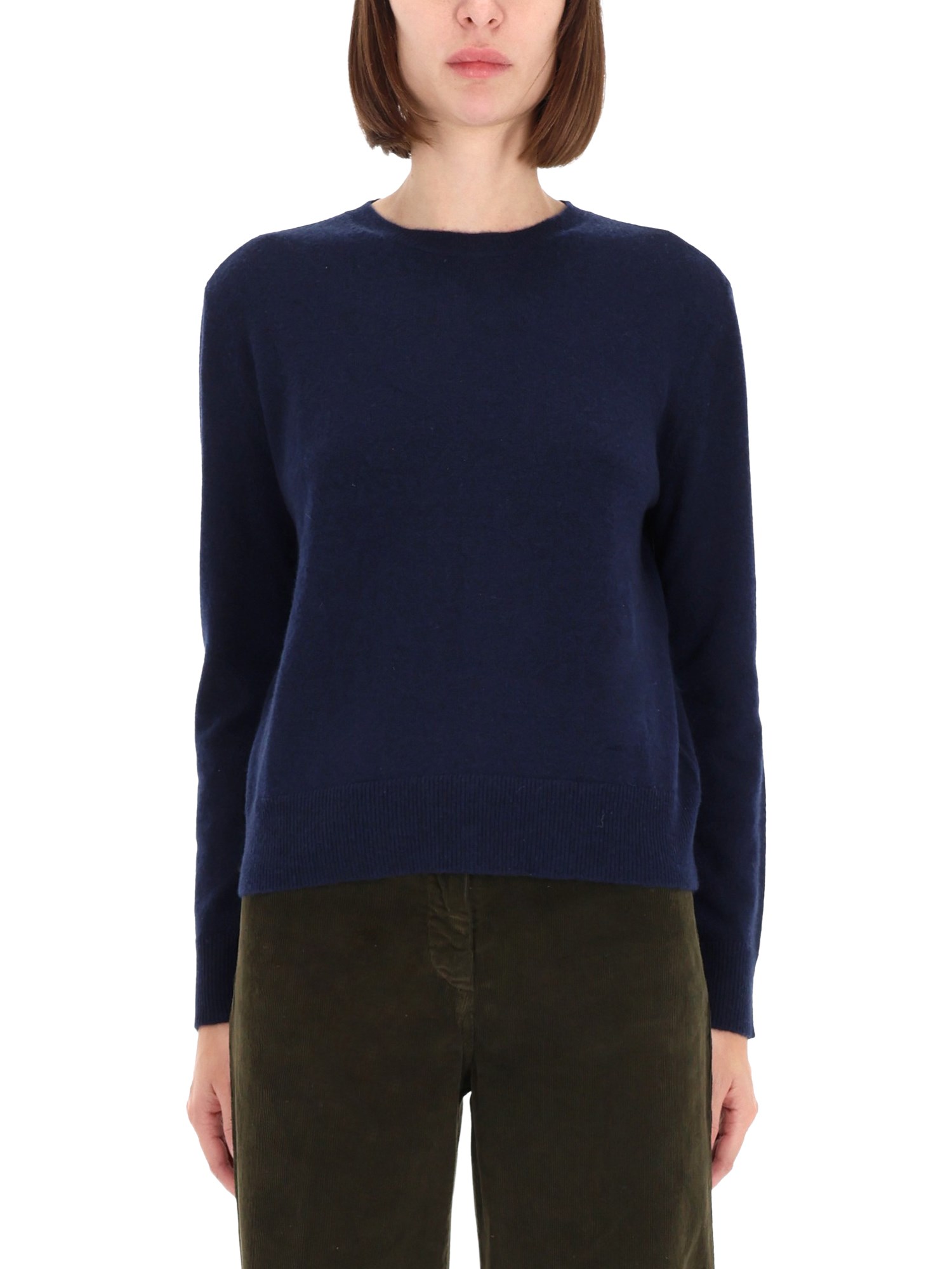 Aspesi Cashmere Crew-neck Sweater In Azul Oscuro