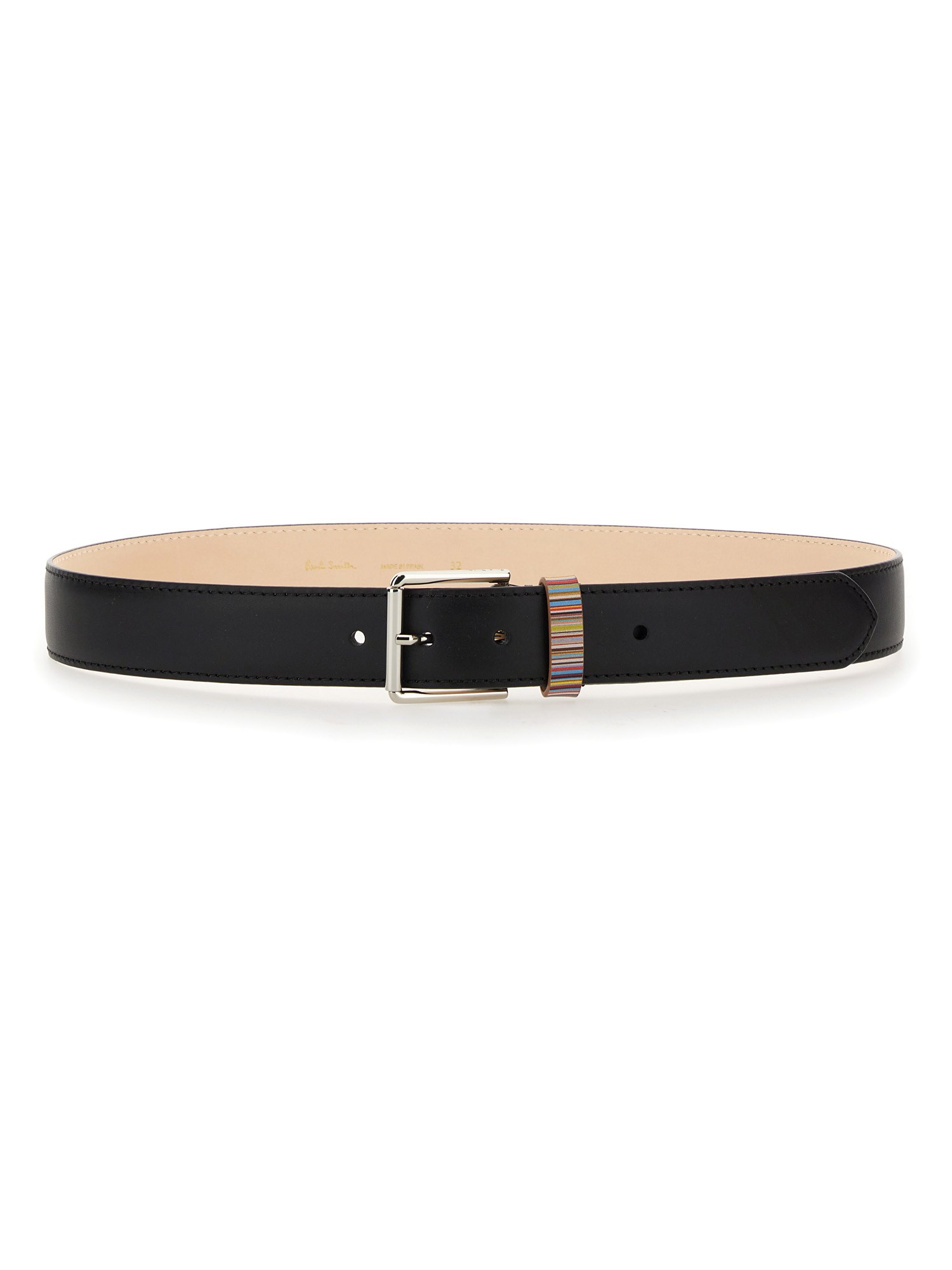 Paul Smith Leather Signature Stripe Belt In Black