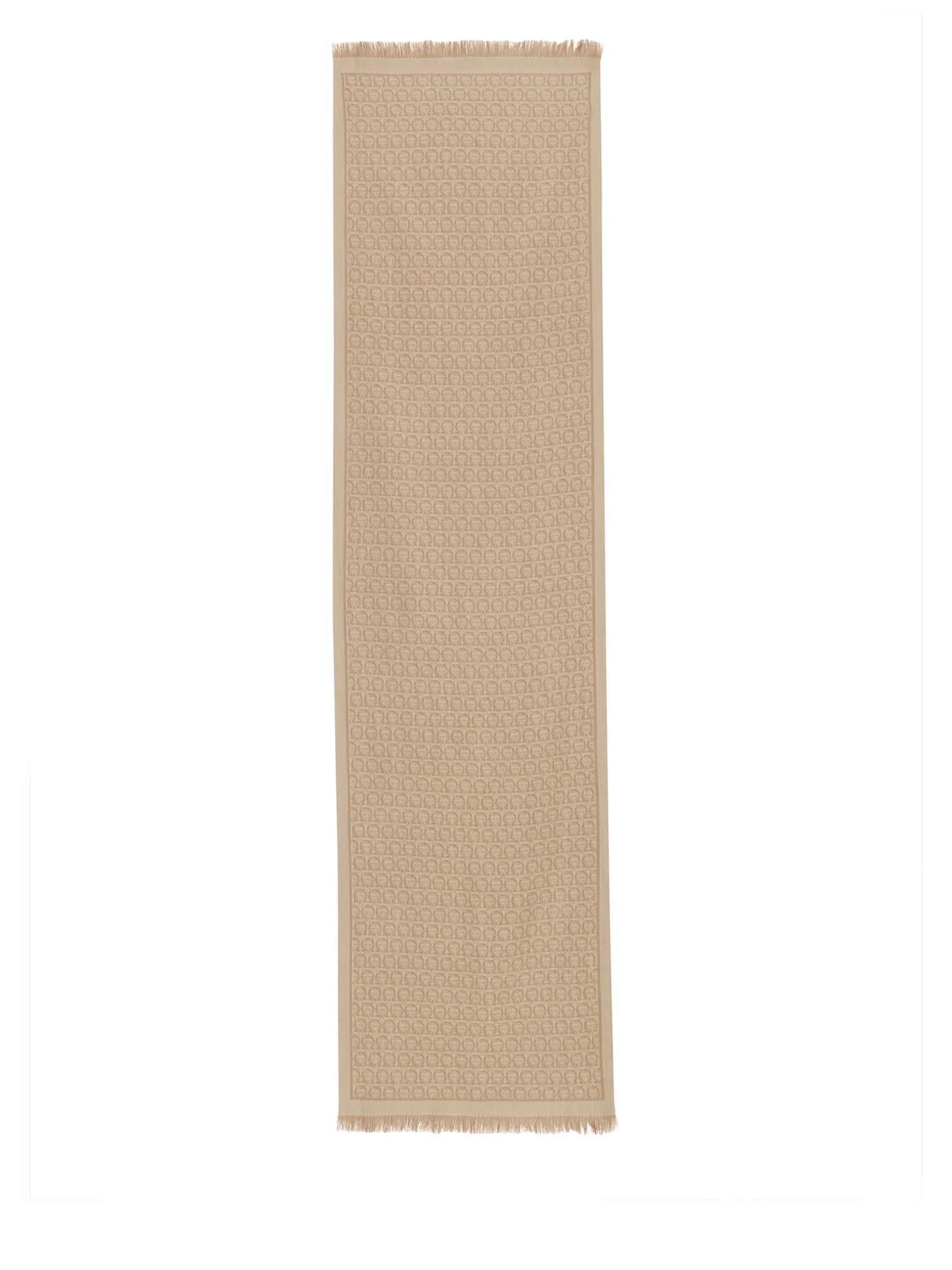 Ferragamo Edged Fringed Rectangular Scarf In Neutral